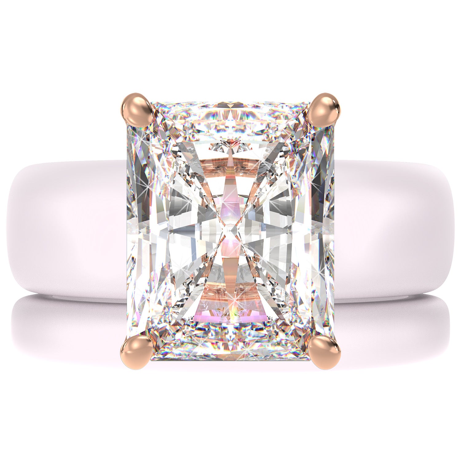 Emerald Cut CZ Silicone Ring Set for Women, Stackable 2-Ring Set, 10x8 mm CZ Stone, Thin Band, Patented Design, GlowStone Collection