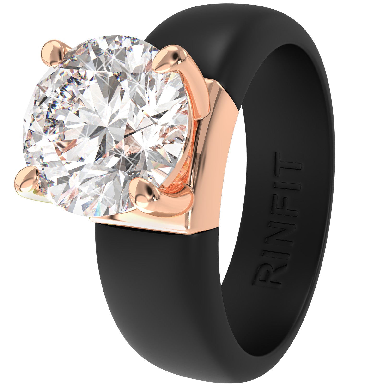 Silicone Ring – 7mm Round Solitaire CZ | Patented Design - GlowStone Collection by Rinfit