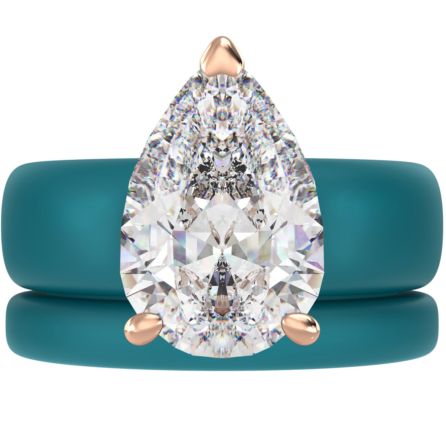 Pear Cut CZ Silicone Ring Set for Women, Stackable 2-Ring Set, 8×12 mm Pear Cut CZ, Patent-Pending Design - GlowStone Collection