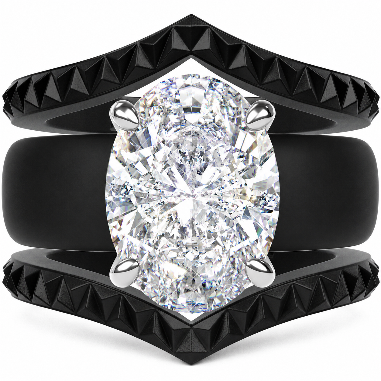 Silicone Ring Stackable Set – 11×8 mm Oval Cut CZ | Patented Design - GlowStone Collection