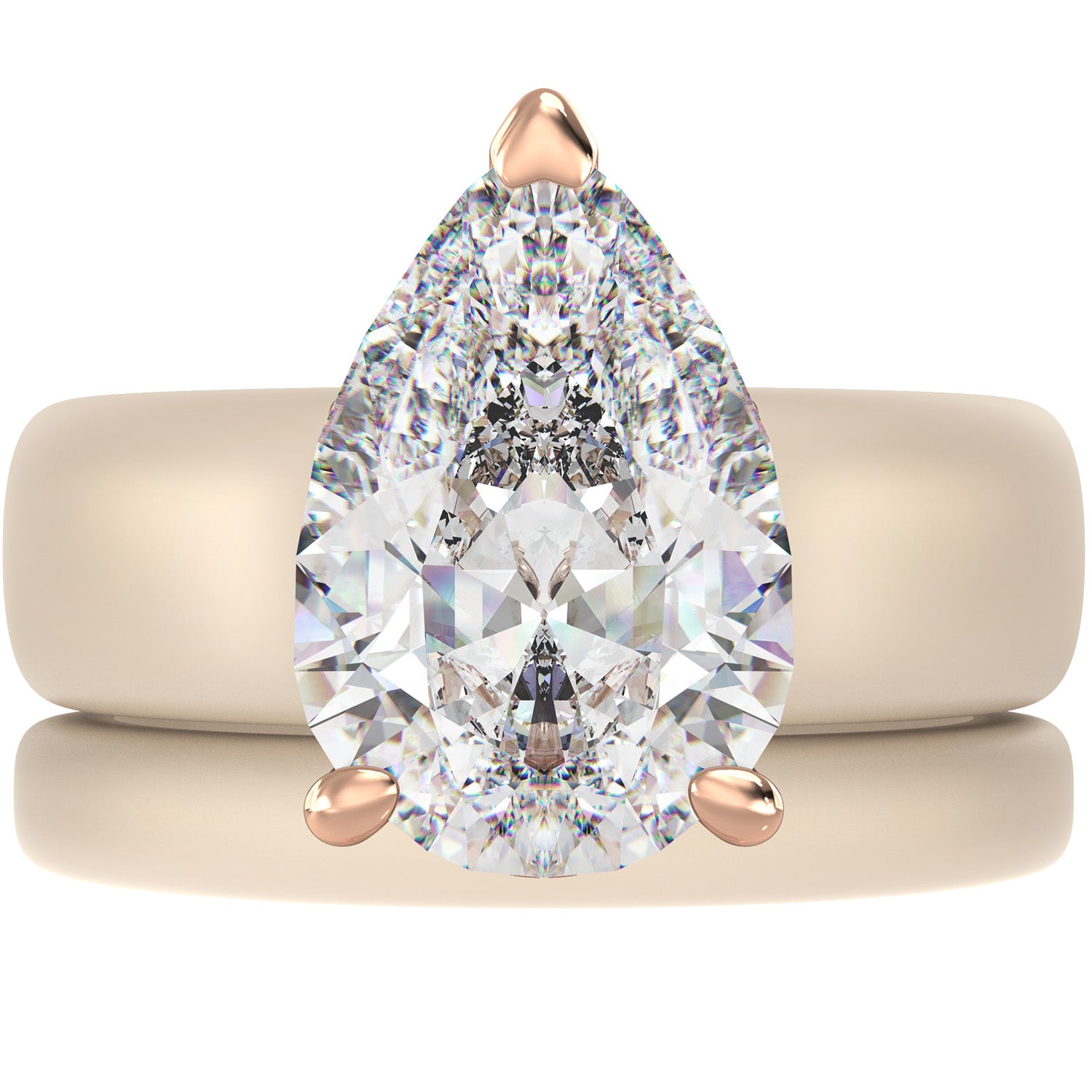 Pear Cut CZ Silicone Ring Set for Women, Stackable 2-Ring Set, 8×12 mm Pear Cut CZ, Patent-Pending Design - GlowStone Collection