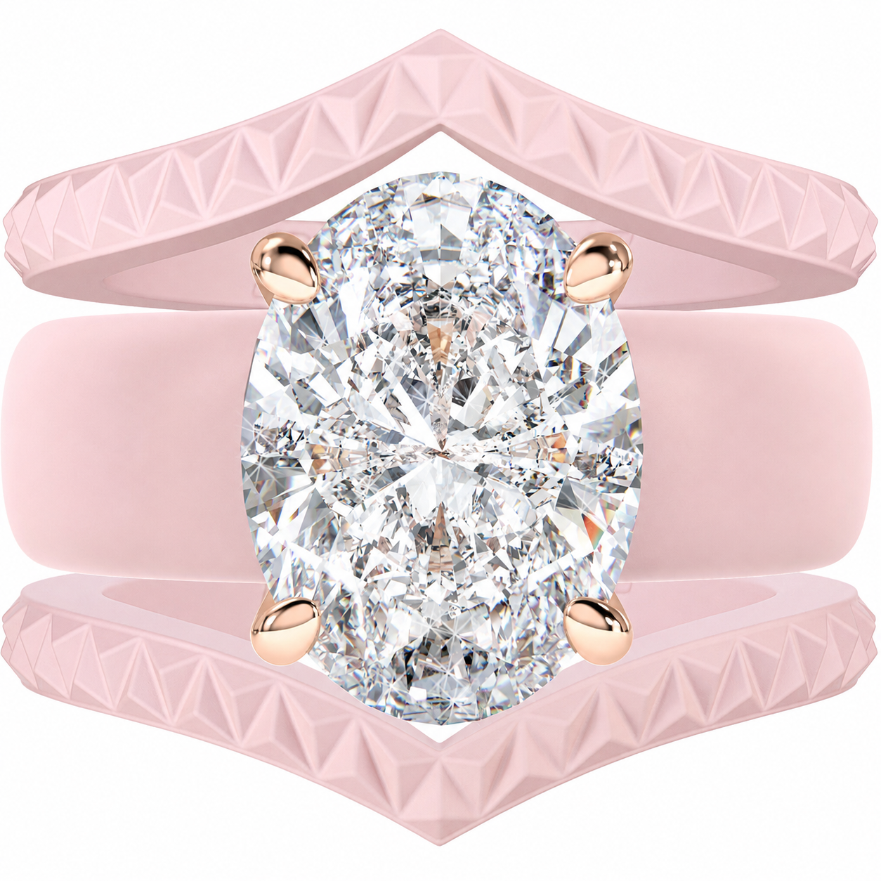 Silicone Ring Stackable Set – 11×8 mm Oval Cut CZ | Patented Design - GlowStone Collection