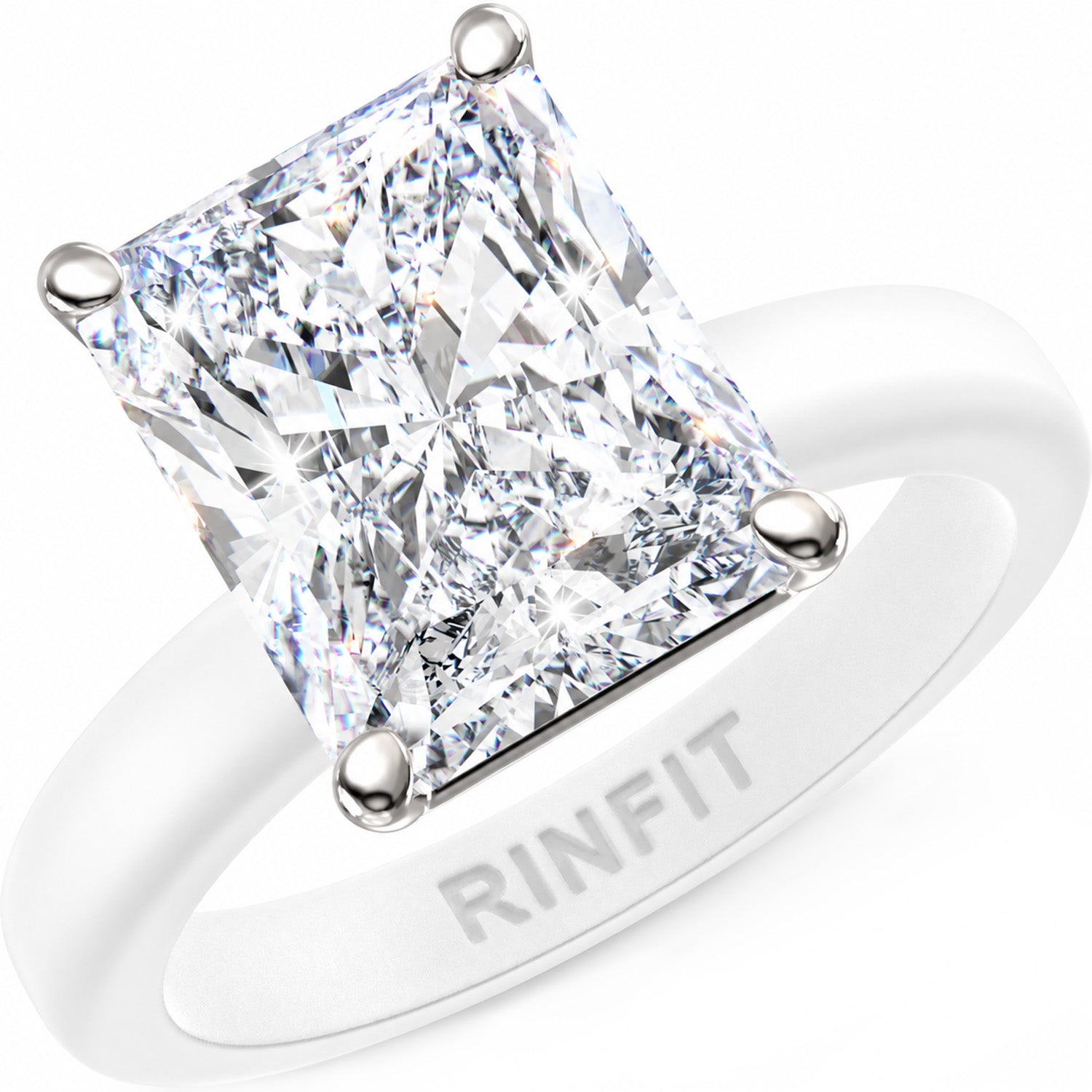 Rinfit Thin Silicone Ring – 10×8 mm Emerald Cut CZ | Patented Design - GlowStone Collection