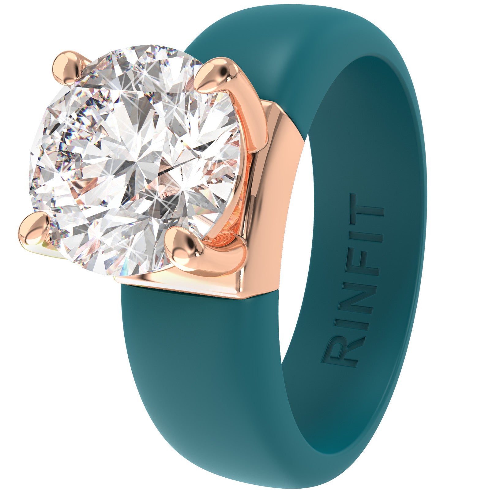 Silicone Ring – 7mm Round Solitaire CZ | Patented Design - GlowStone Collection by Rinfit