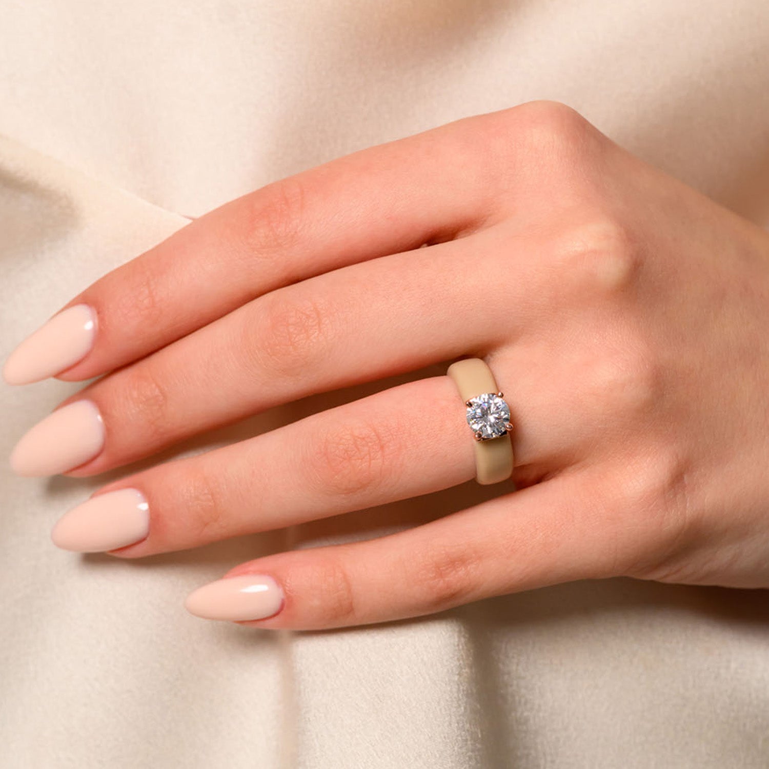 Rinfit Silicone Ring – 7mm Round Solitaire CZ - 2 Rings Set | U.S. Patented Design - GlowStone Collection