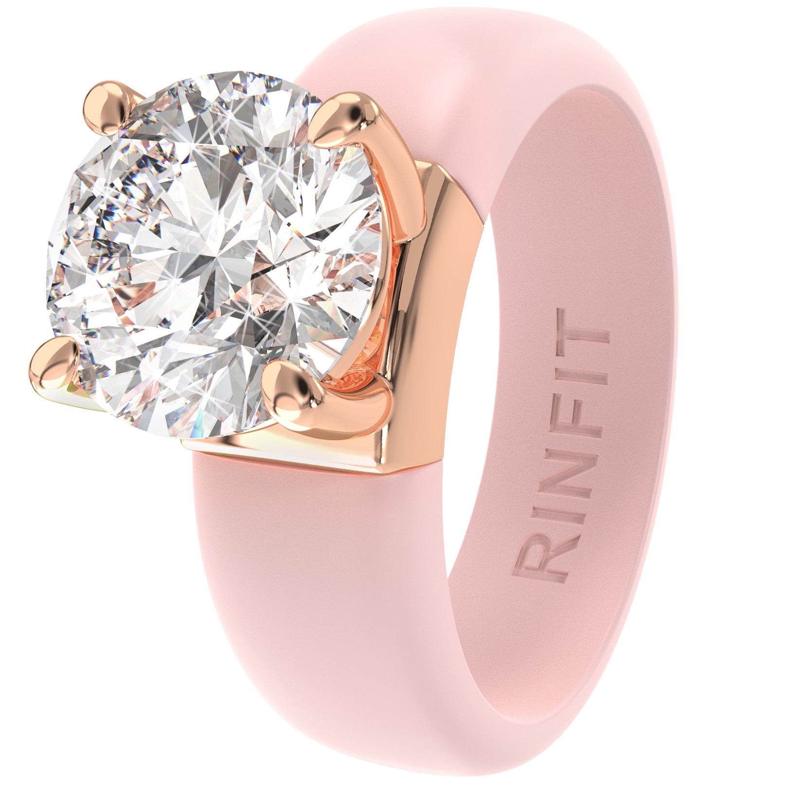 Silicone Ring – 7mm Round Solitaire CZ | Patented Design - GlowStone Collection by Rinfit