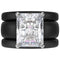 Emerald Cut CZ Silicone Ring Set for Women, 2 Thin Stackable Rings, 10x8 mm CZ Stone, Patented Design, GlowStone Collection