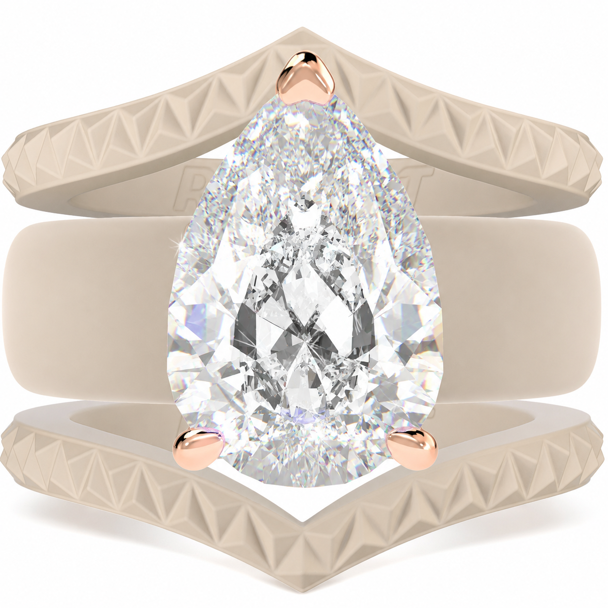 Women's Silicone Rings Stackable Set - 8×12 mm Pear Cut CZ  Set| Patent-Pending Design - GlowStone Collection