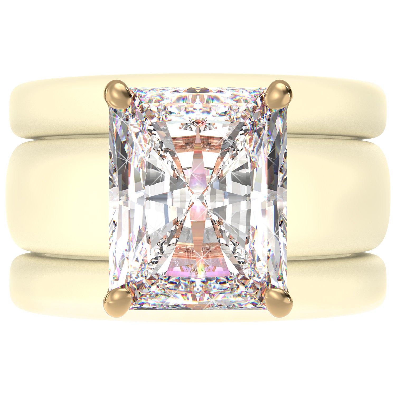 Emerald Cut CZ Silicone Ring Set for Women, 2 Thin Stackable Rings, 10x8 mm CZ Stone, Patented Design, GlowStone Collection
