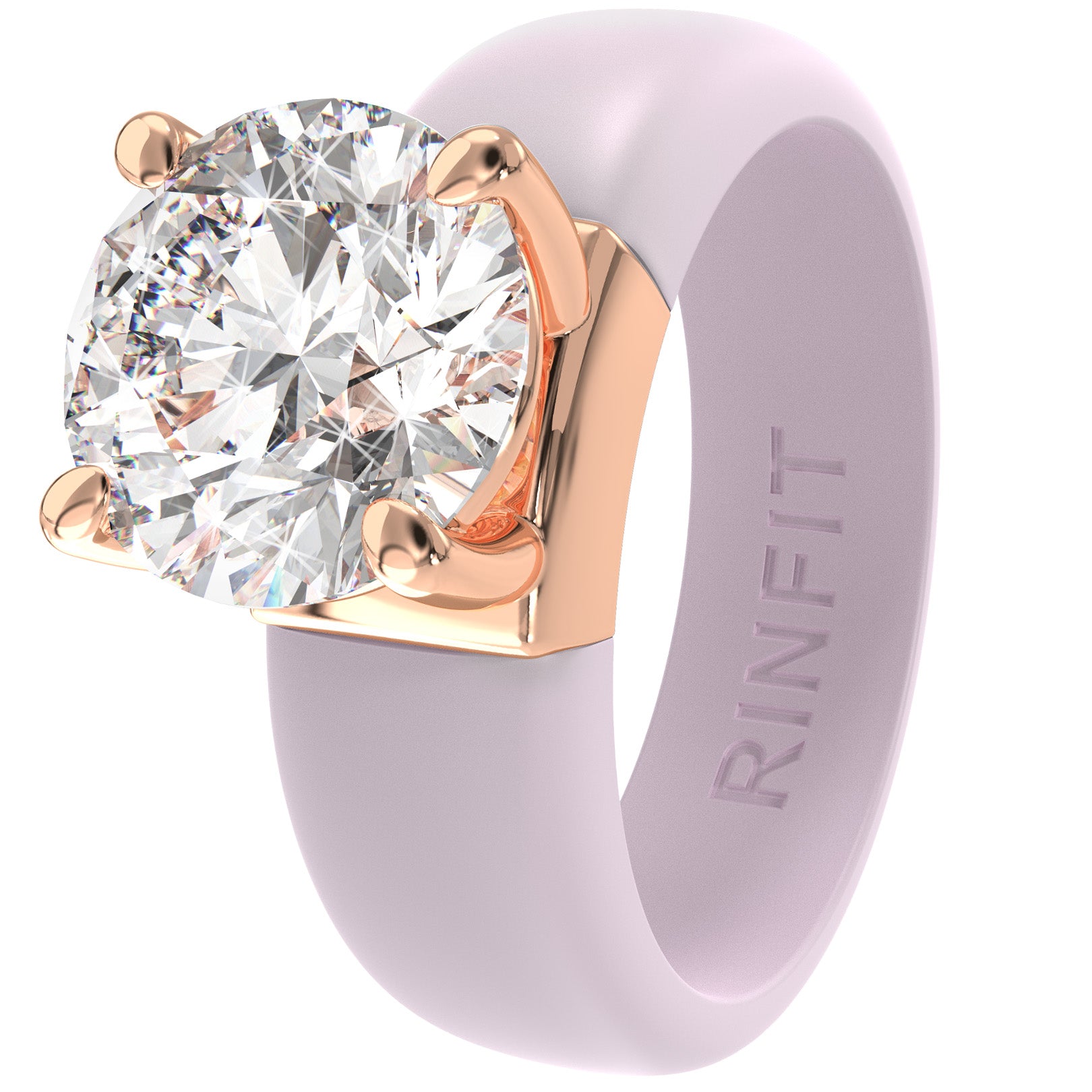 Silicone Ring – 7mm Round Solitaire CZ | Patented Design - GlowStone Collection by Rinfit