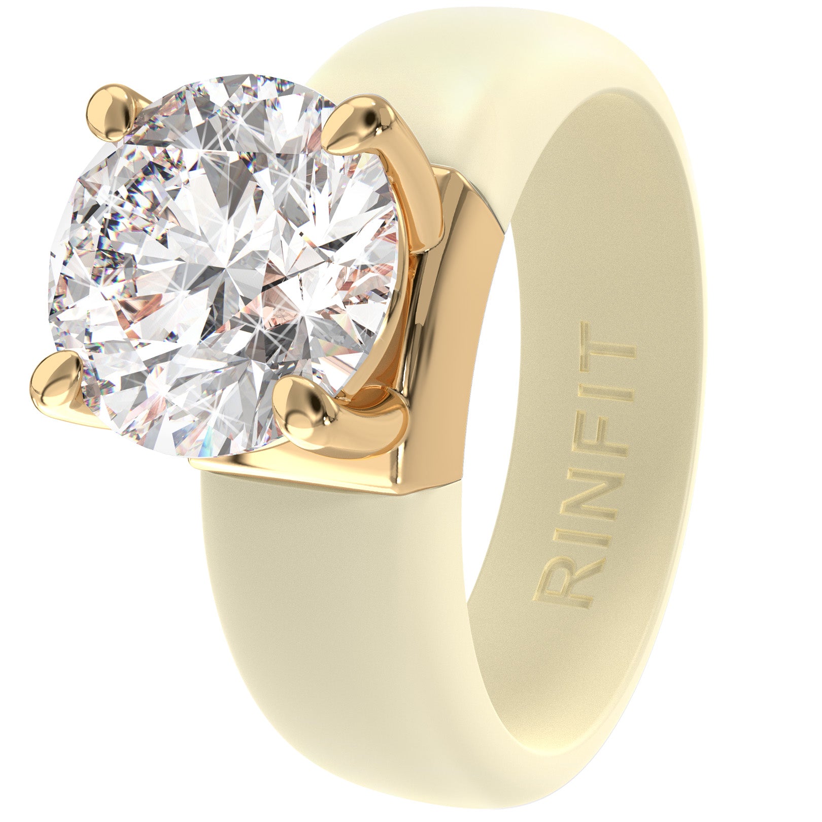 Silicone Ring – 7mm Round Solitaire CZ | Patented Design - GlowStone Collection by Rinfit