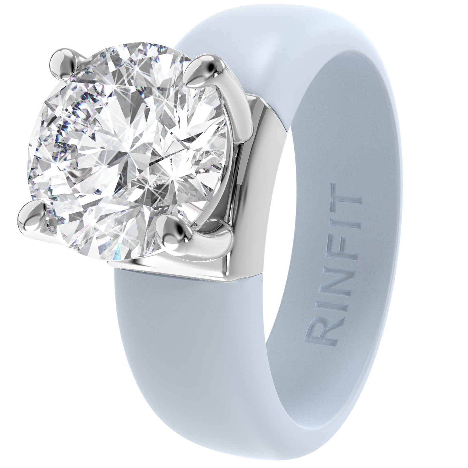 Silicone Ring – 7mm Round Solitaire CZ | Patented Design - GlowStone Collection by Rinfit