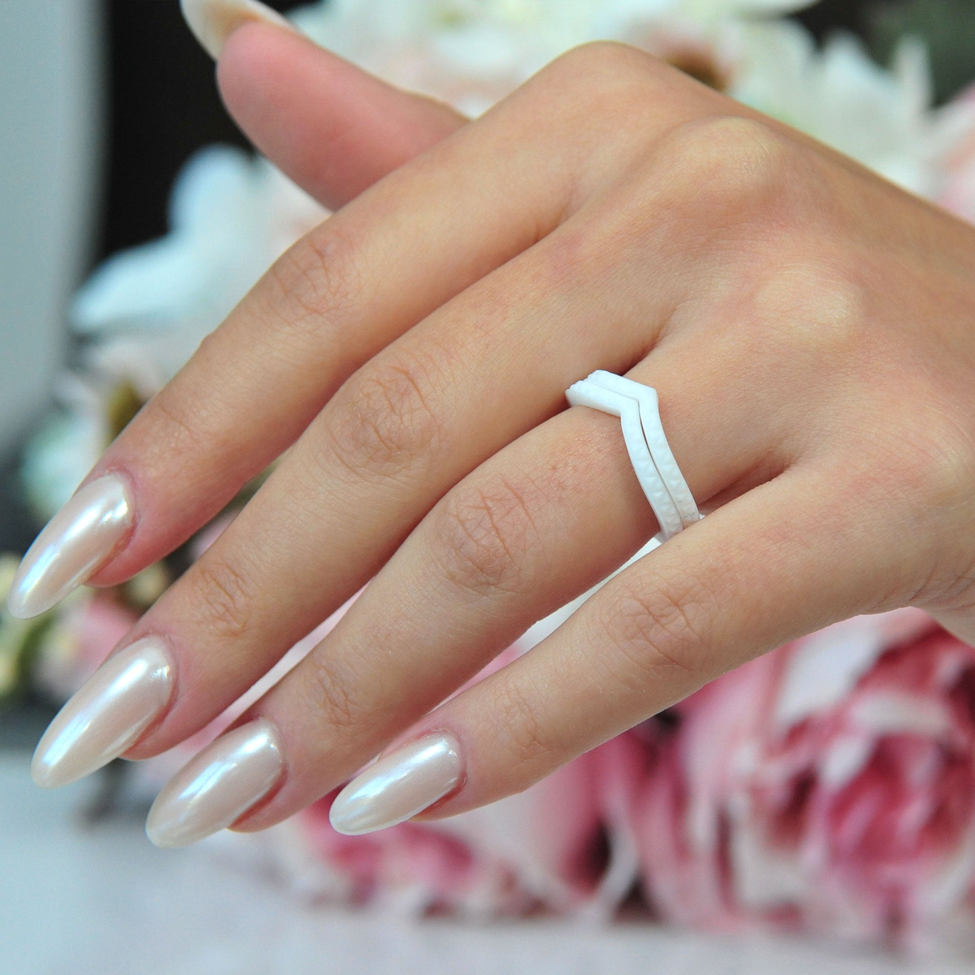 Stackable 3-Piece Ring Set - Women's Silicone & Metal Frame Heart Collection