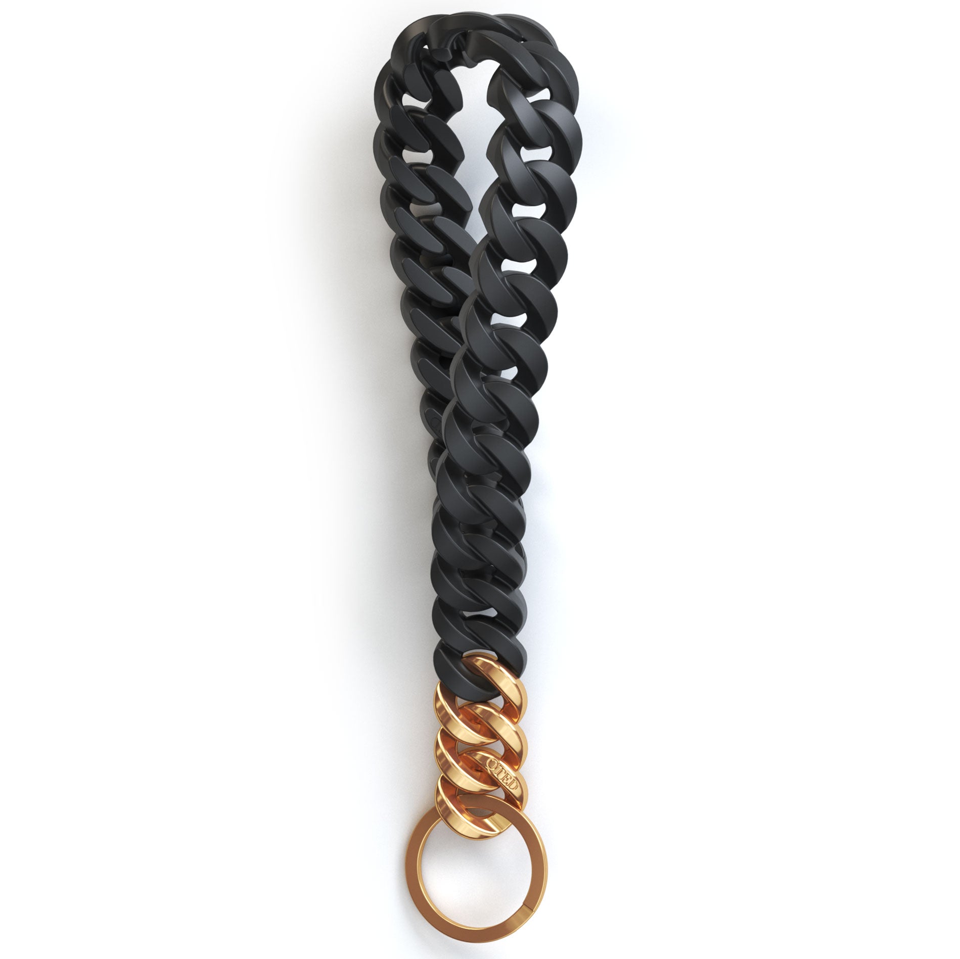 NEW! QTED x RINFIT Chain Wrist Lanyard for Keys - Keychain for Women and Men - Silicone Strap with Keyring.  Black and Gold - Patented Design