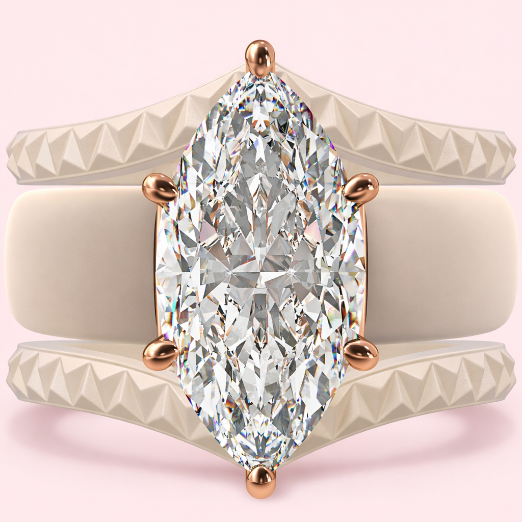 Silicone Ring Stackable Set – 14×7 mm Marquise Cut CZ | Patent-Pending Design - GlowStone Collection
