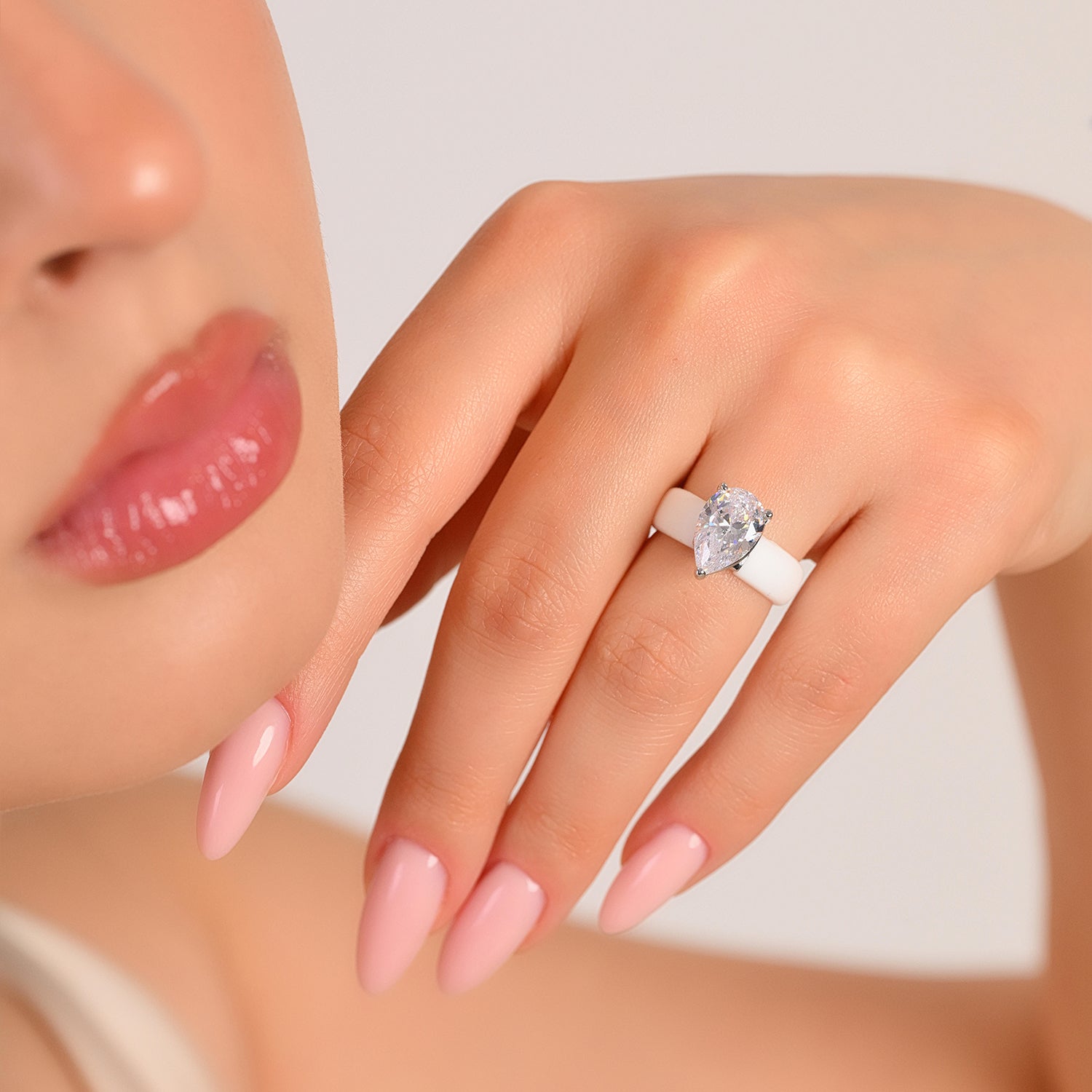 Silicone Ring – 8×12 mm Pear Cut CZ | Patent-Pending Design - GlowStone Collection