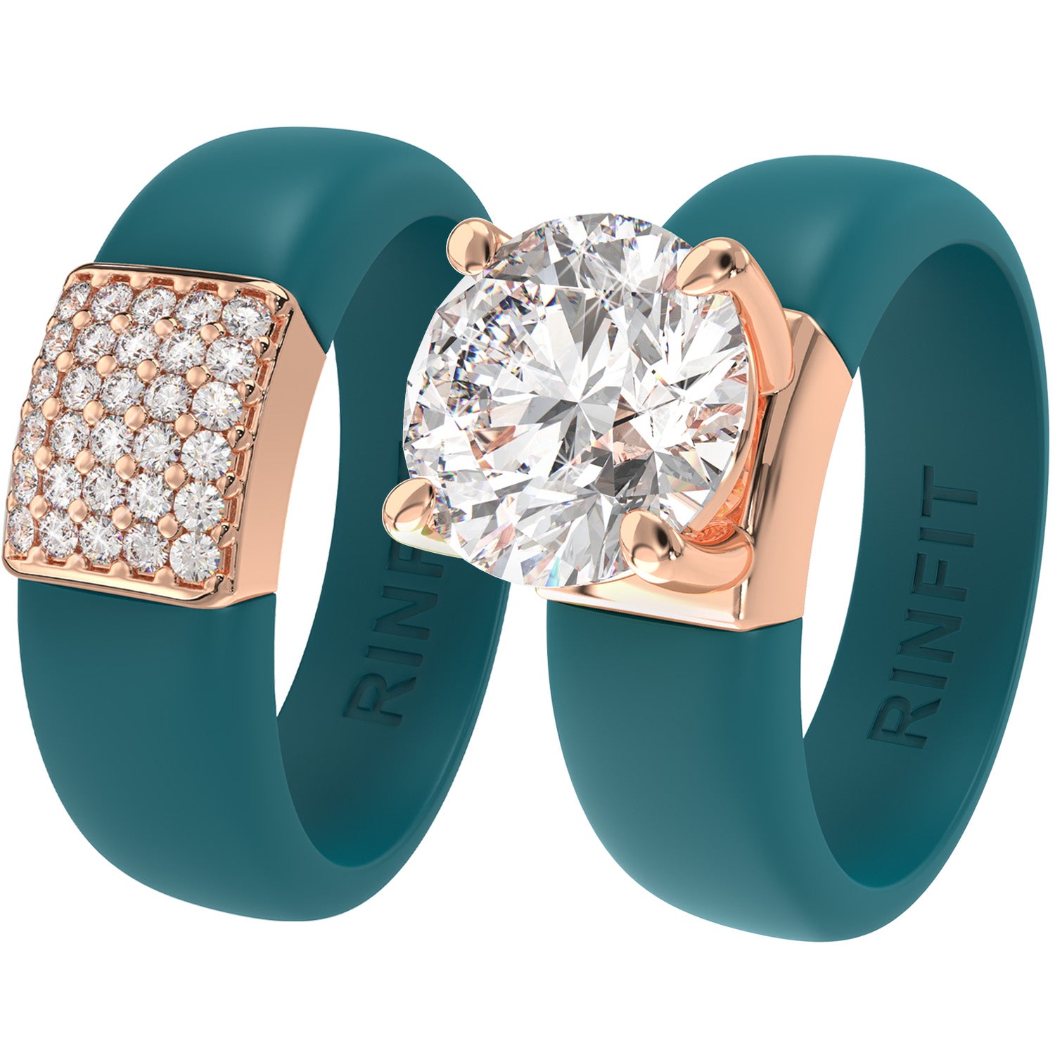 Set Silicone Ring – 7mm Round Solitaire CZ | Patented Design - GlowStone Collection