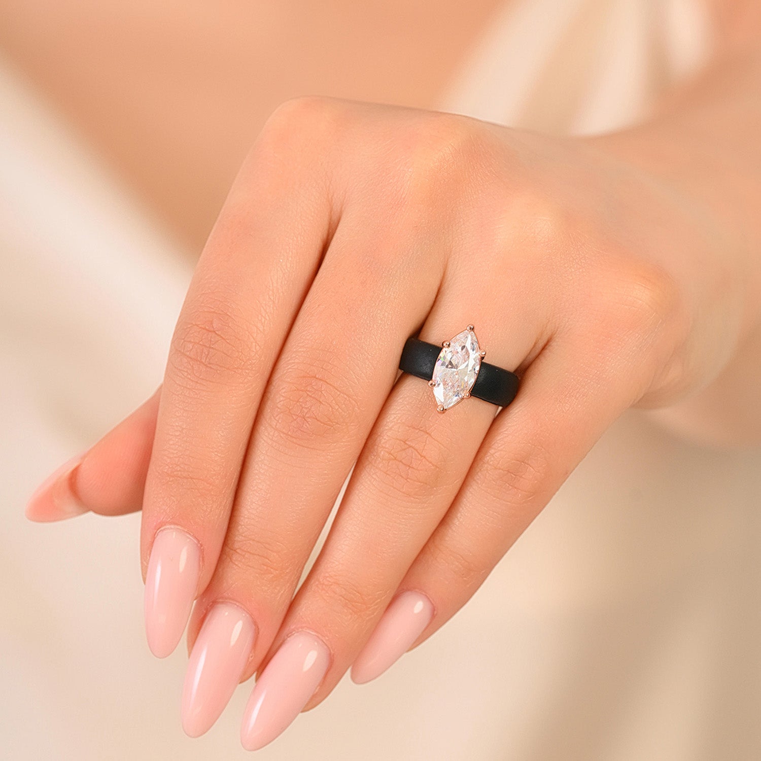 Silicone Ring – 14×7 mm Marquise Cut CZ | Patent-Pending Design - GlowStone Collection