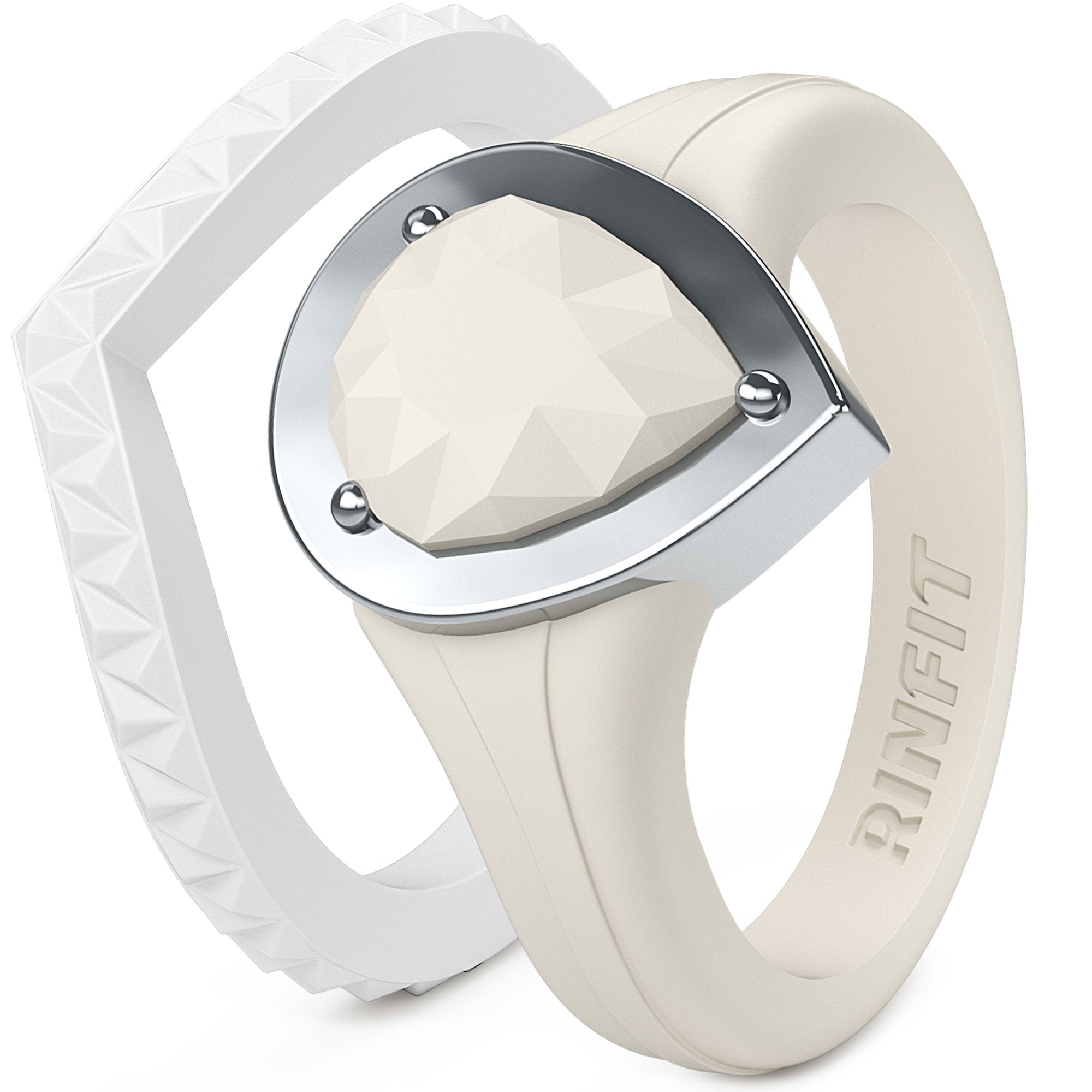 Rinfit Silicone Wedding Rings for Women - Metal Framed with Stackable Collection