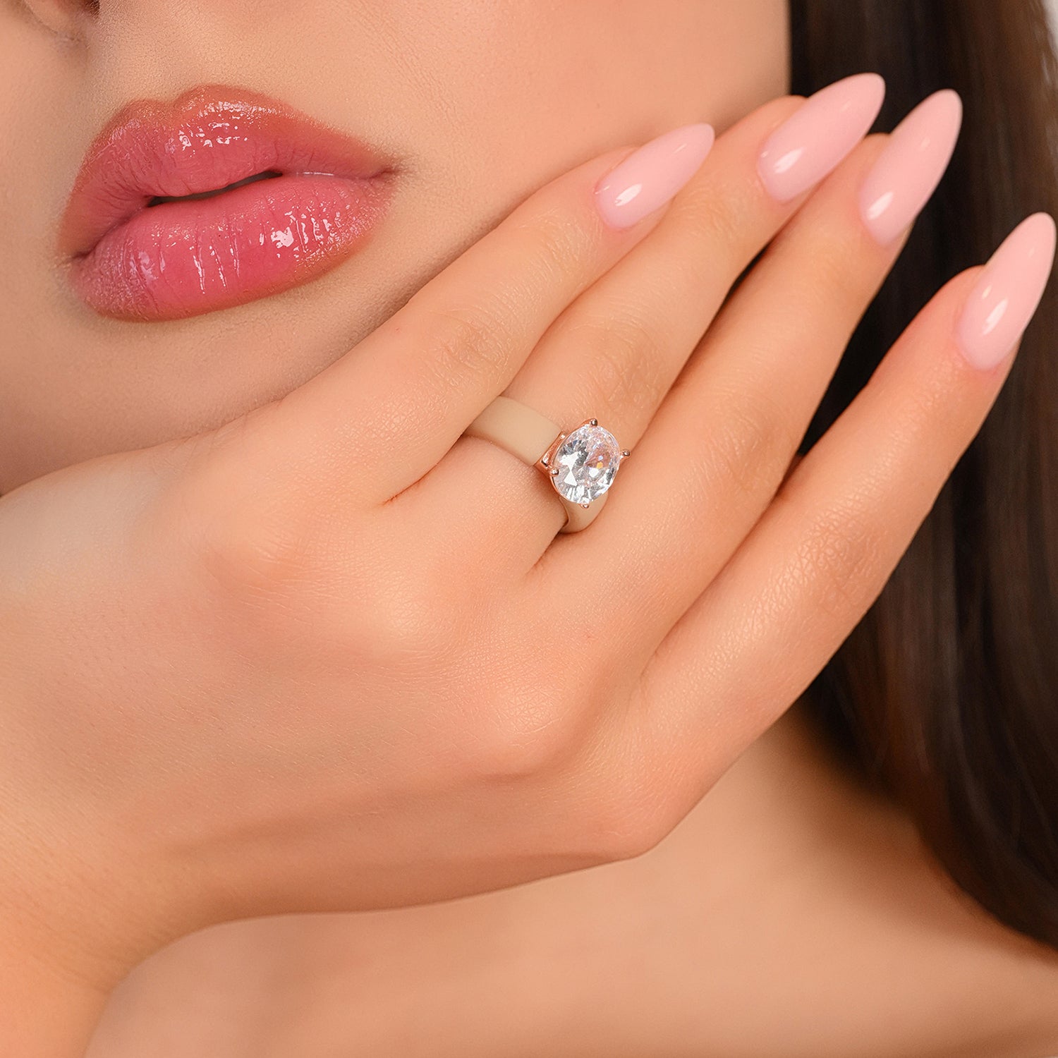 Silicone Ring – 11×8 mm Oval Cut CZ | Patented Design - GlowStone Collection