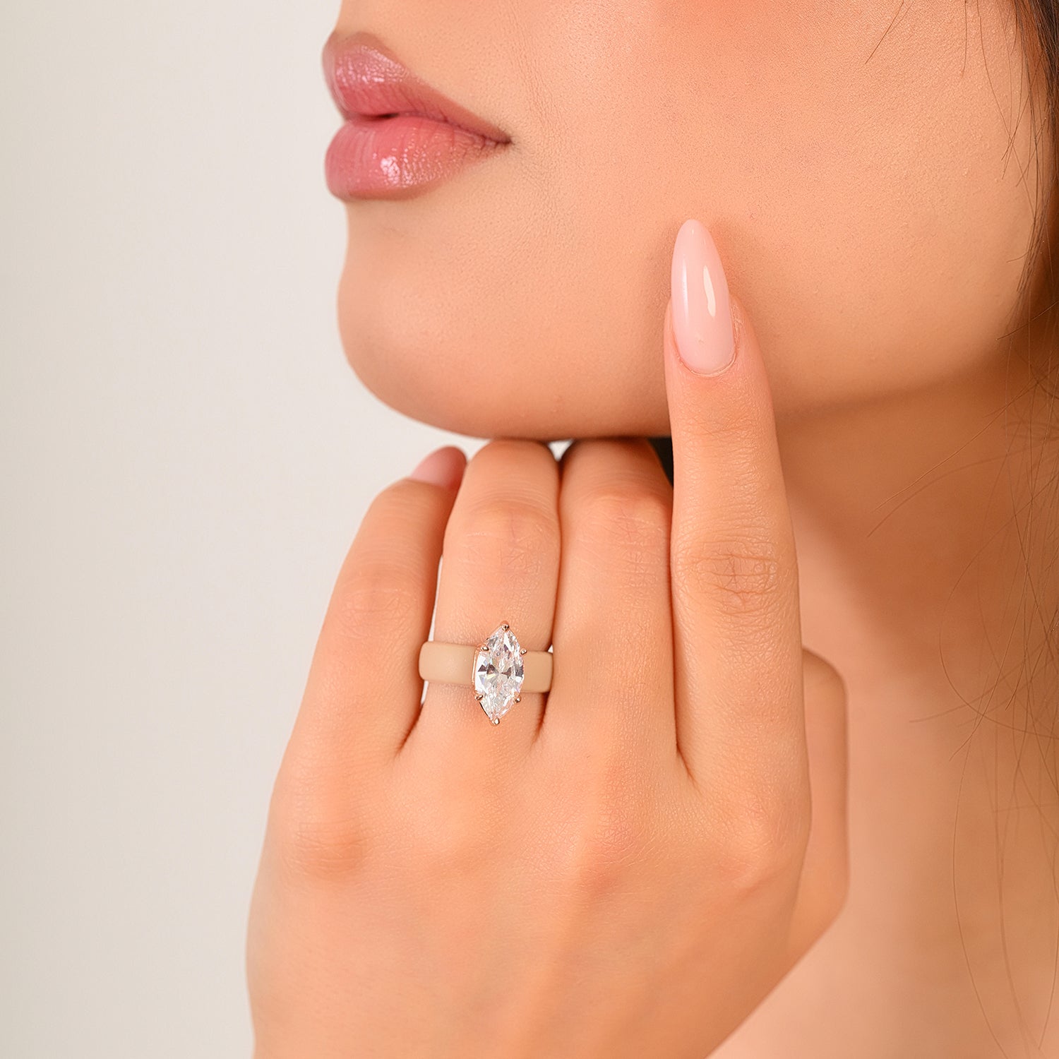 Silicone Ring – 14×7 mm Marquise Cut CZ | Patent-Pending Design - GlowStone Collection