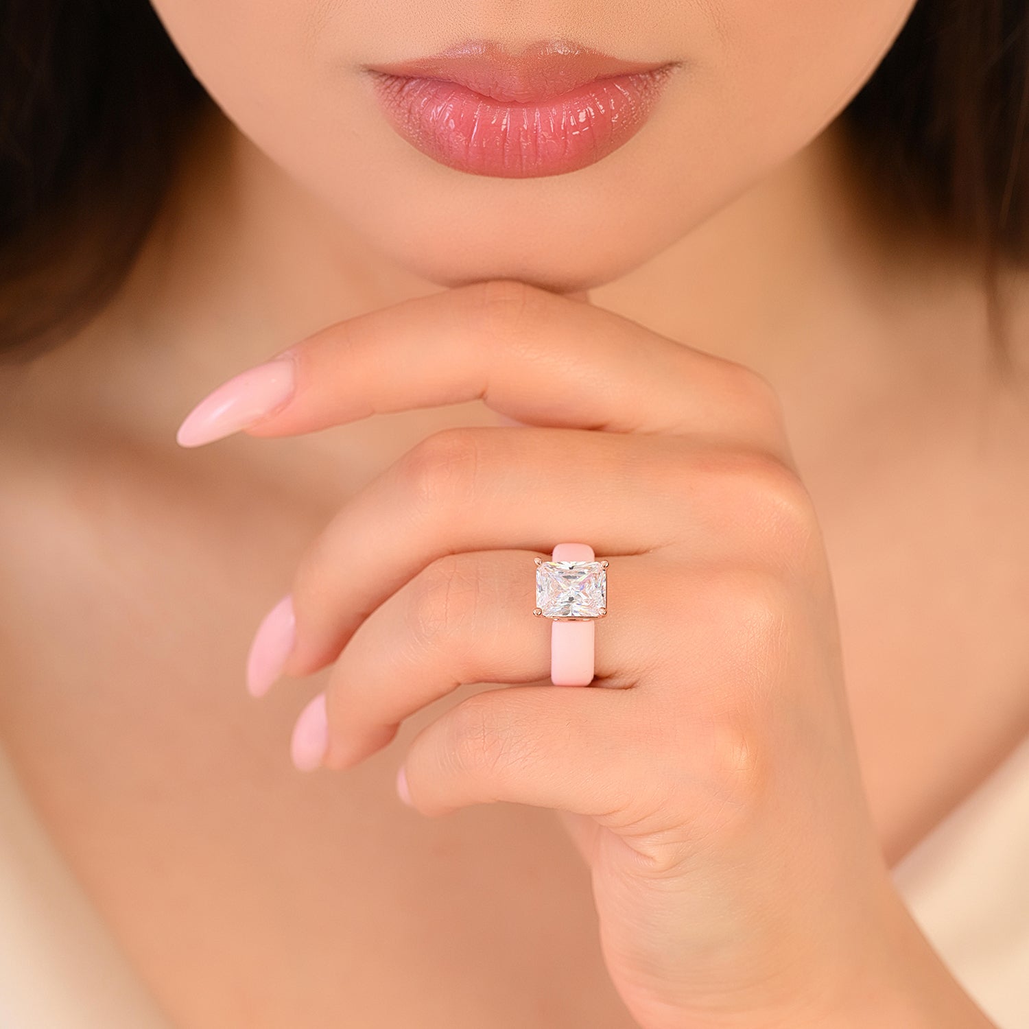 Silicone Ring – 10×8 mm Emerald Cut CZ | Patented Design - GlowStone Collection