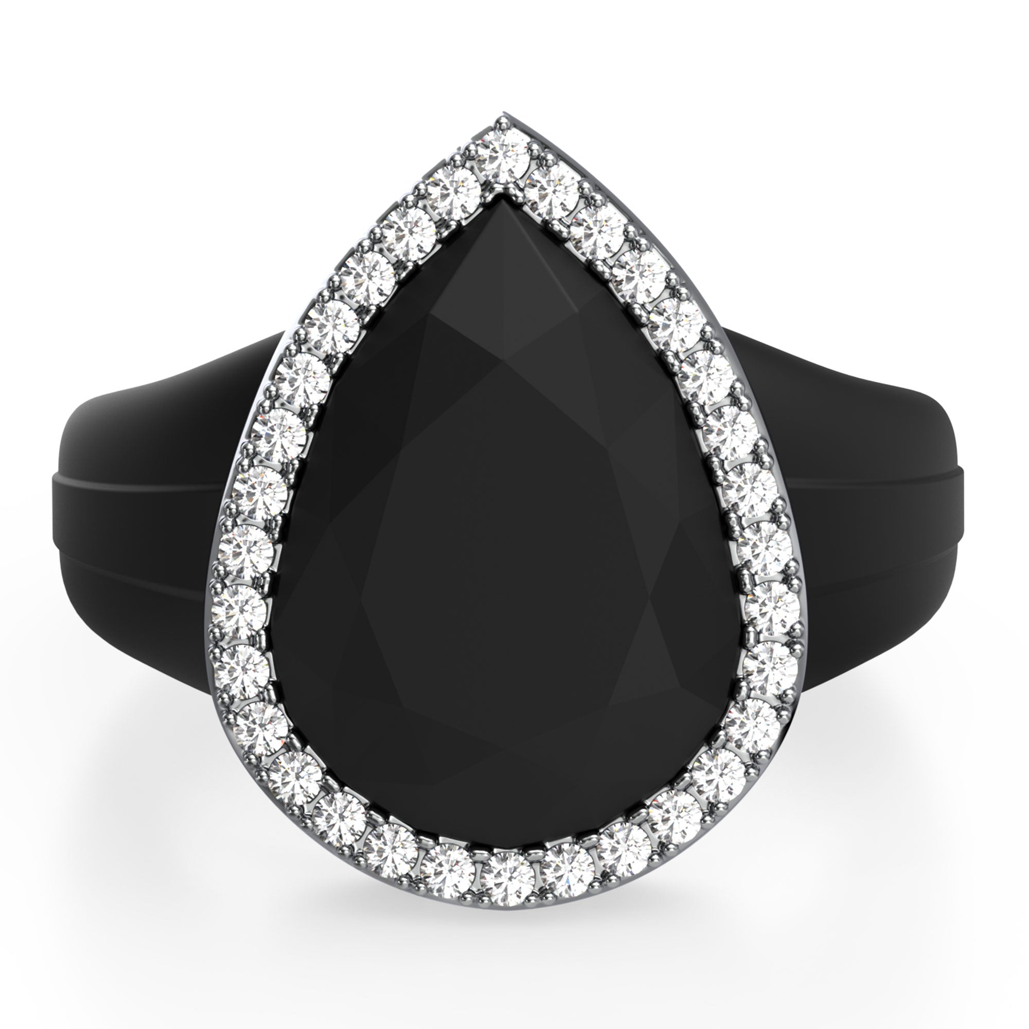 Oversize Pear Silicone Ring with Metal Frame & Stones by Rinfit