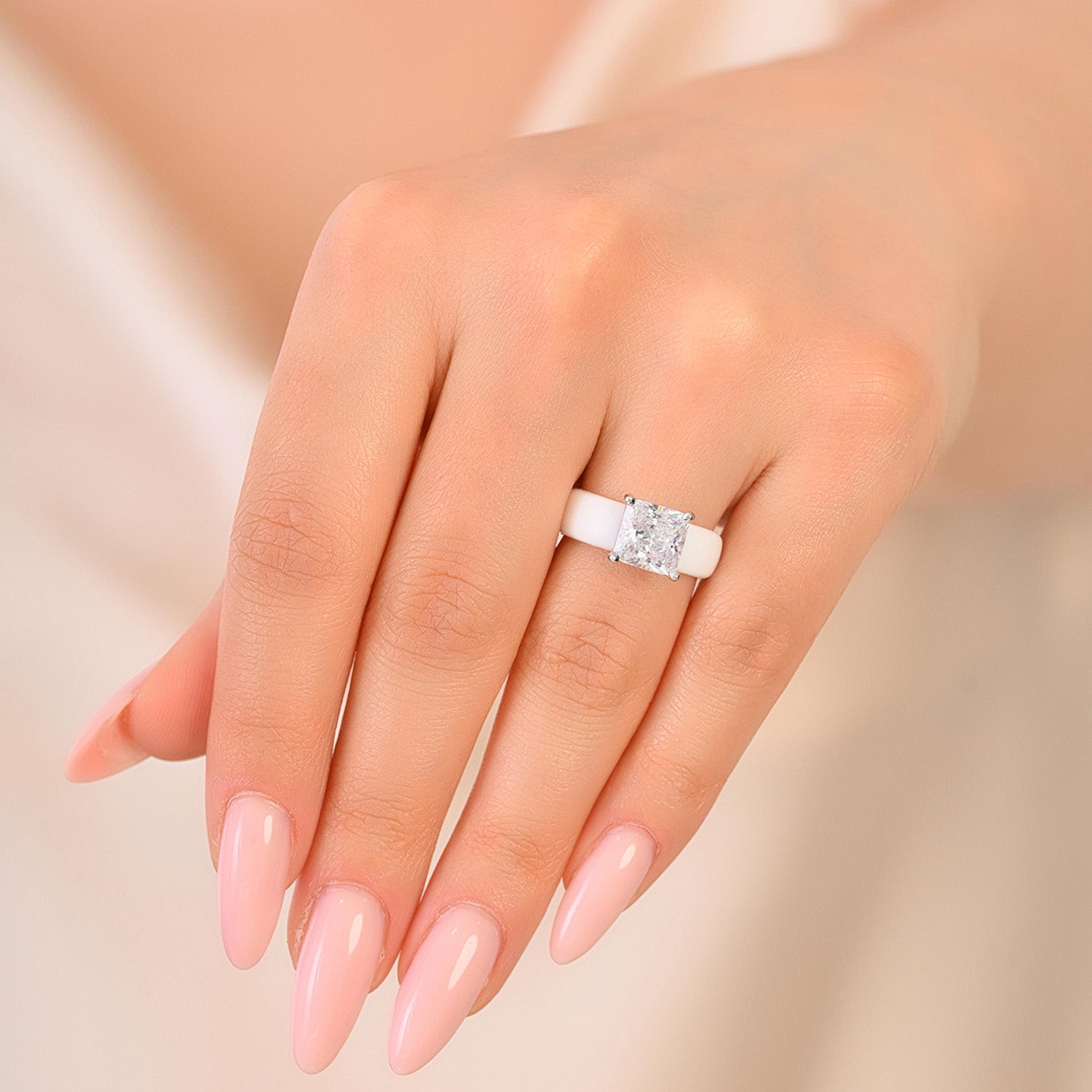 Silicone Ring – 8×8 mm Princess Cut CZ | Patented Design - GlowStone Collection