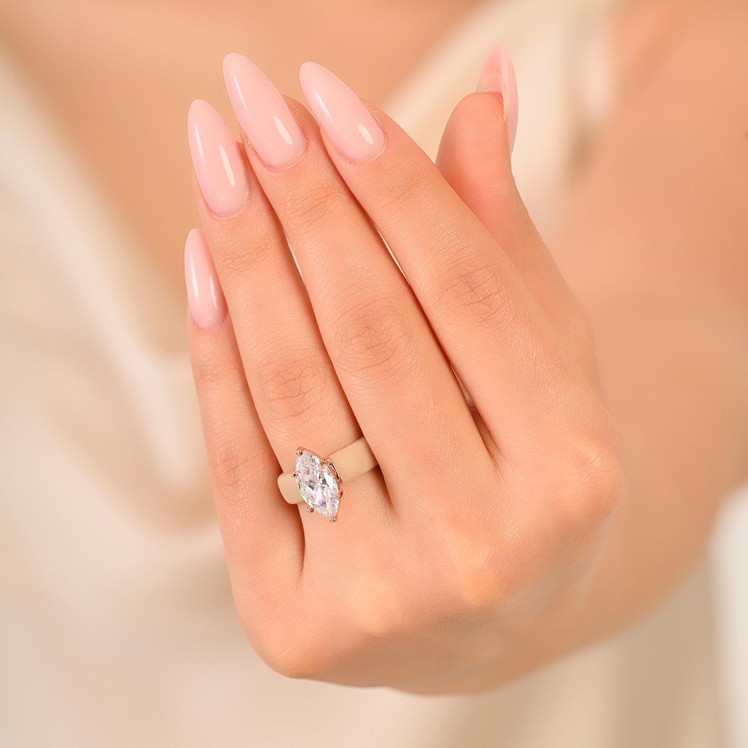 Silicone Ring – 14×7 mm Marquise Cut CZ | Patent-Pending Design - GlowStone Collection