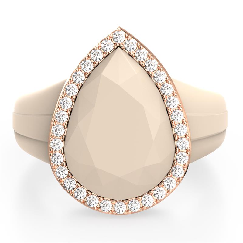 Oversize Pear Silicone Ring with Metal Frame & Stones by Rinfit