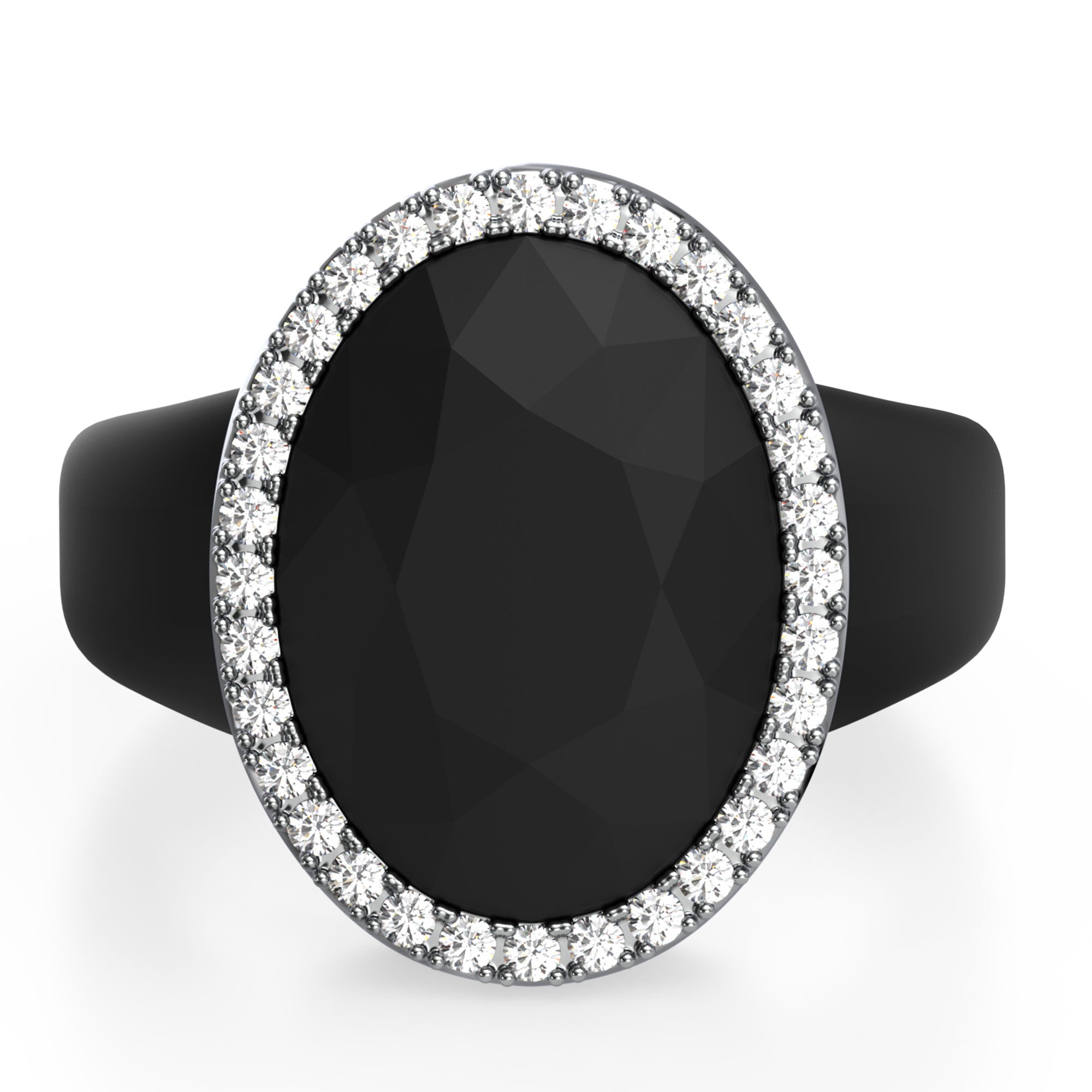 Oversize Oval Silicone Ring with Metal Frame & Stones by Rinfit
