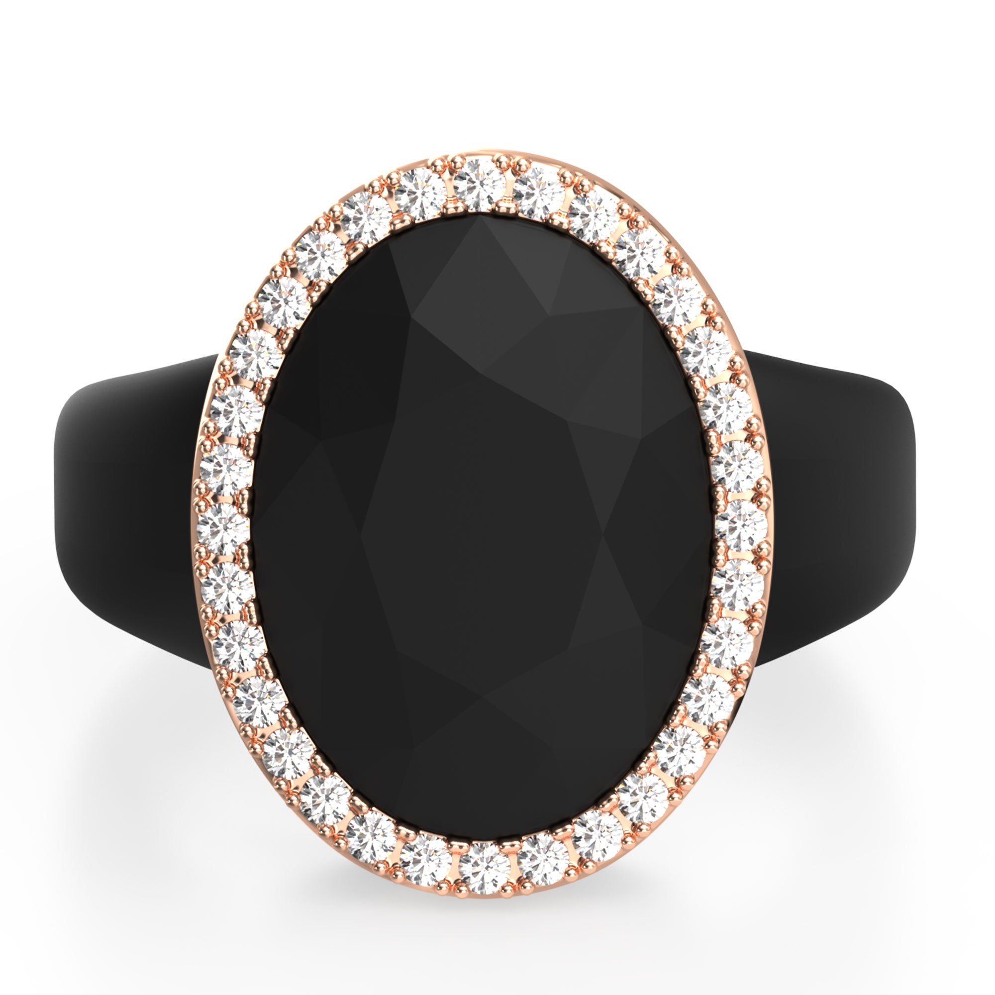 Oversize Oval Silicone Ring with Metal Frame & Stones by Rinfit