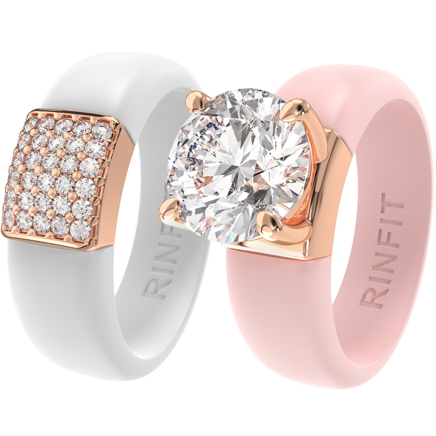 Set Silicone Ring – 7mm Round Solitaire CZ | Patented Design - GlowStone Collection