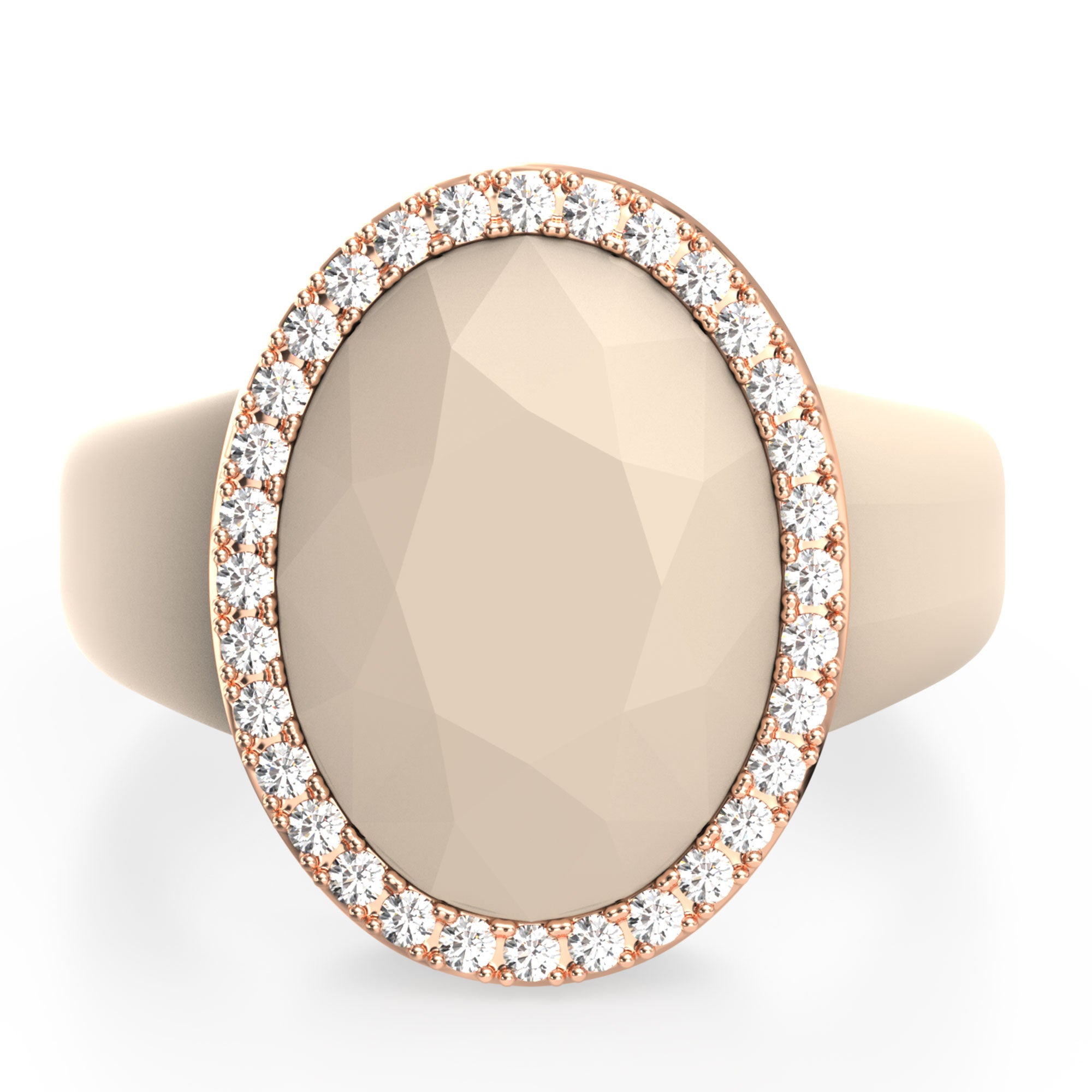 Oversize Oval Silicone Ring with Metal Frame & Stones by Rinfit