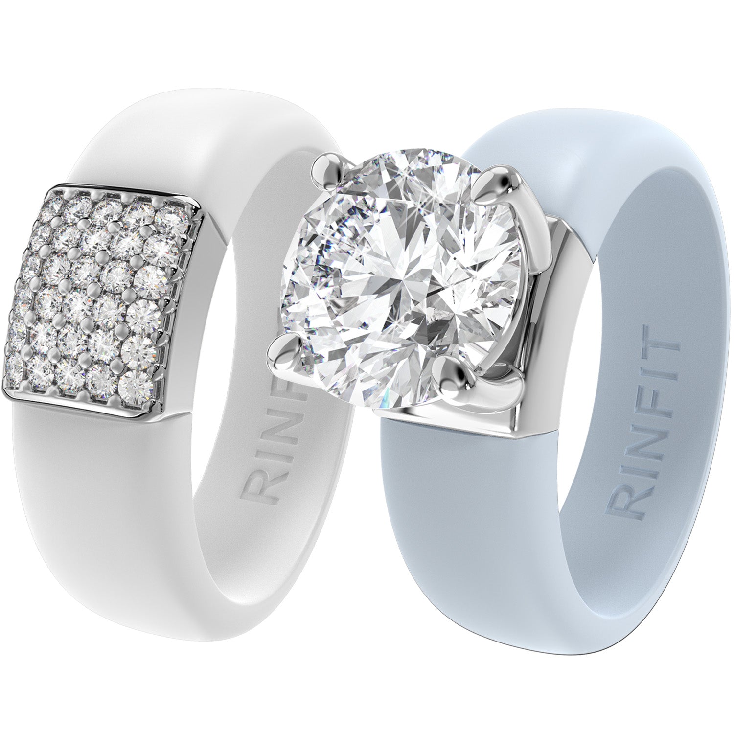Set Silicone Ring – 7mm Round Solitaire CZ | Patented Design - GlowStone Collection