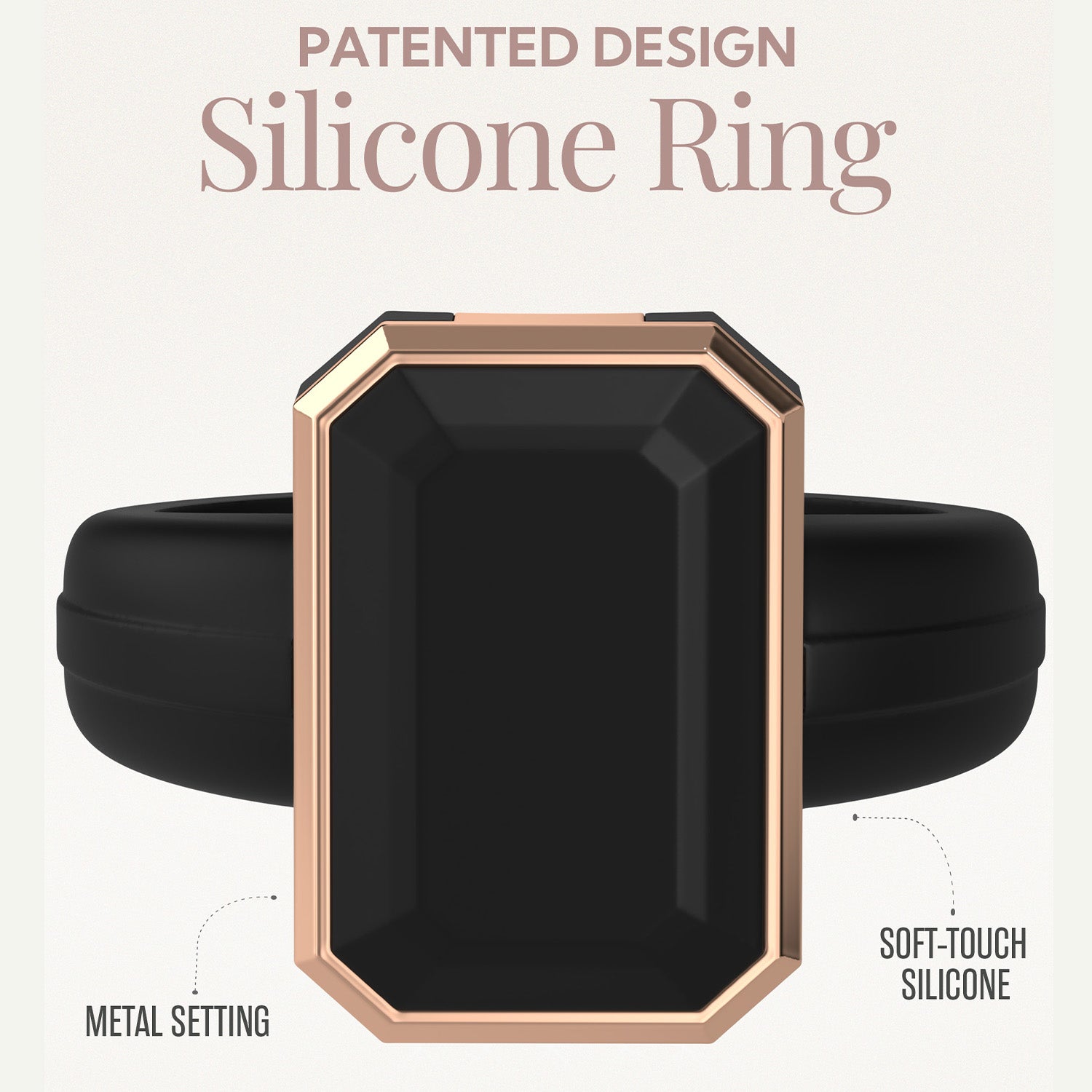 Emerald Collection- Silicone Rings for Women with Metal Frame - Patented Design