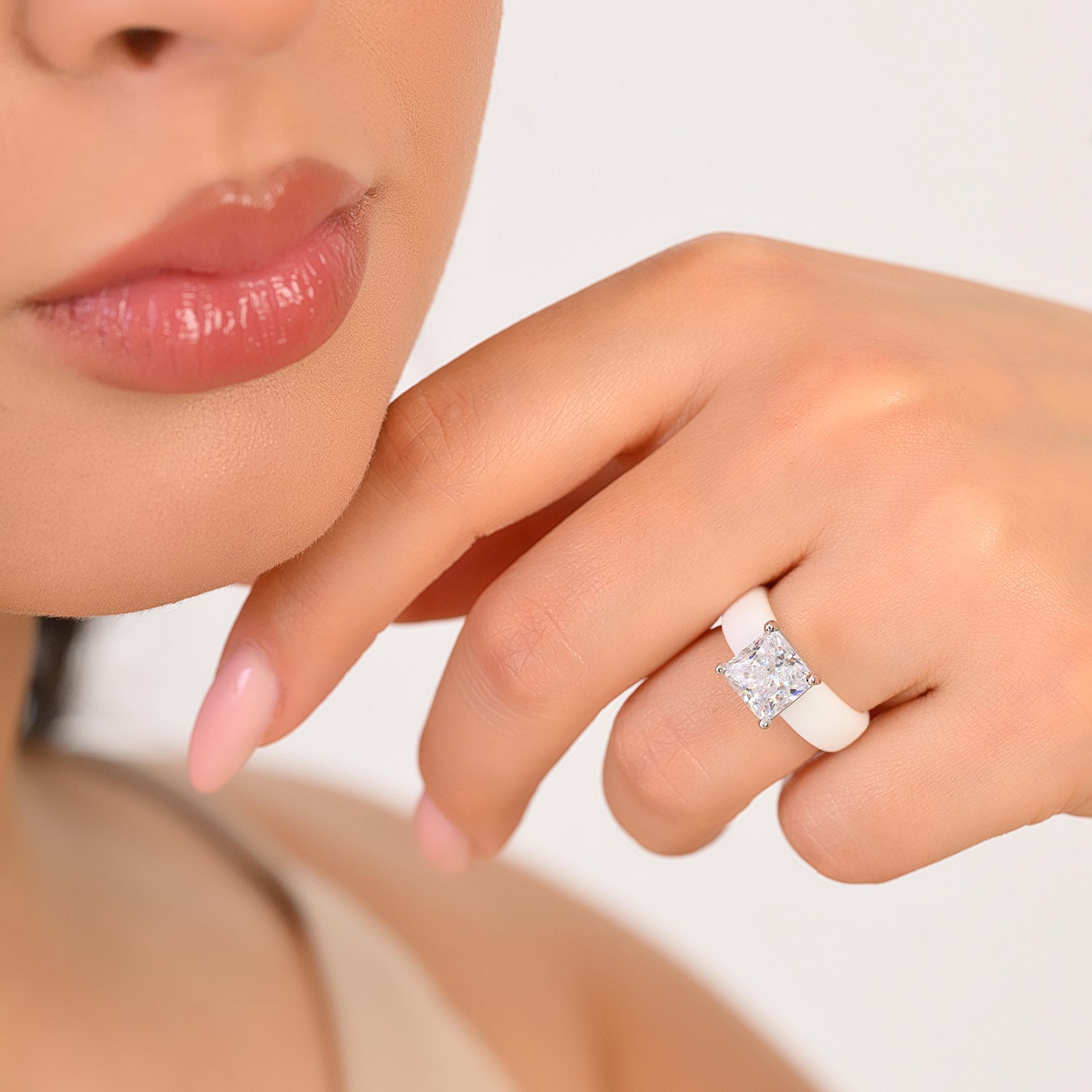 Silicone Ring – 8×8 mm Princess Cut CZ | Patented Design - GlowStone Collection