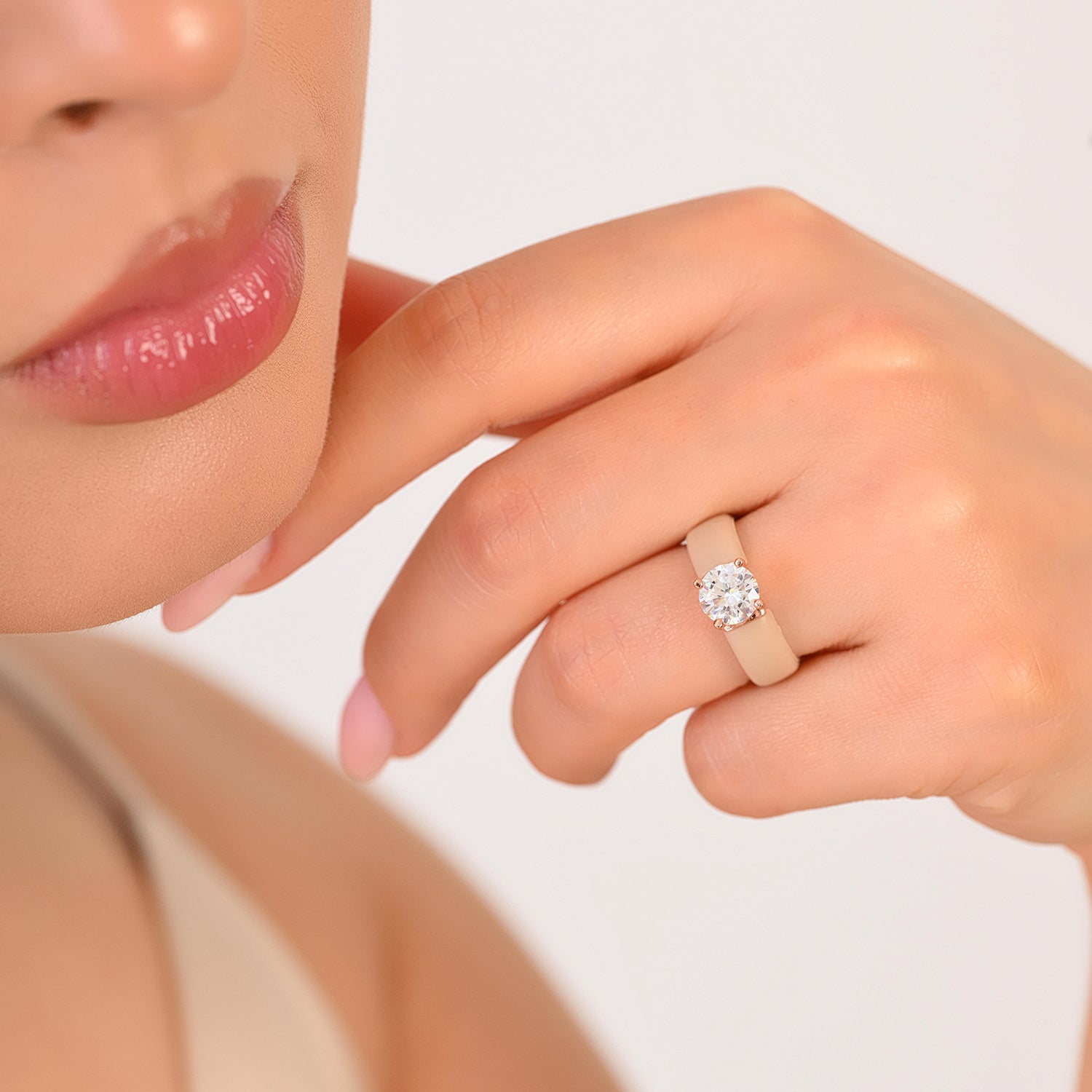 Silicone Ring – 7mm Round Solitaire CZ | Patented Design - GlowStone Collection by Rinfit