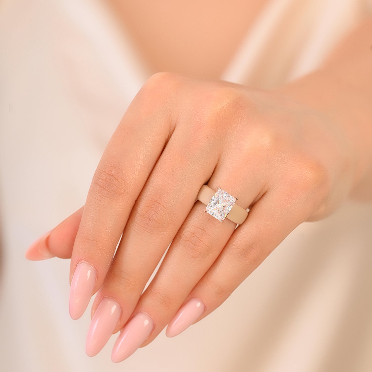 Silicone Ring – 10×8 mm Emerald Cut CZ | Patented Design - GlowStone Collection