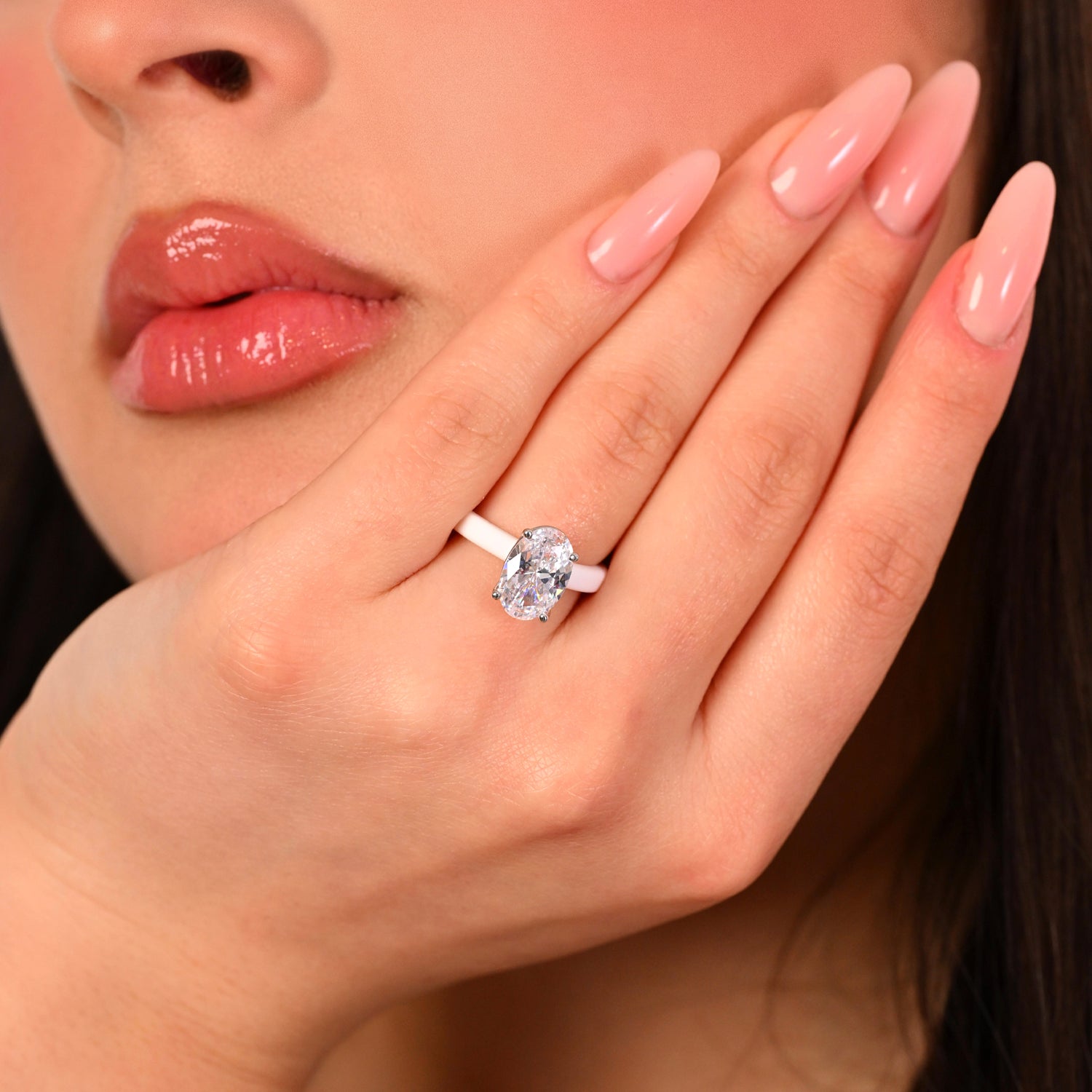 Rinfit Thin Silicone Ring for Women - Oval Cut CZ | Patented Design