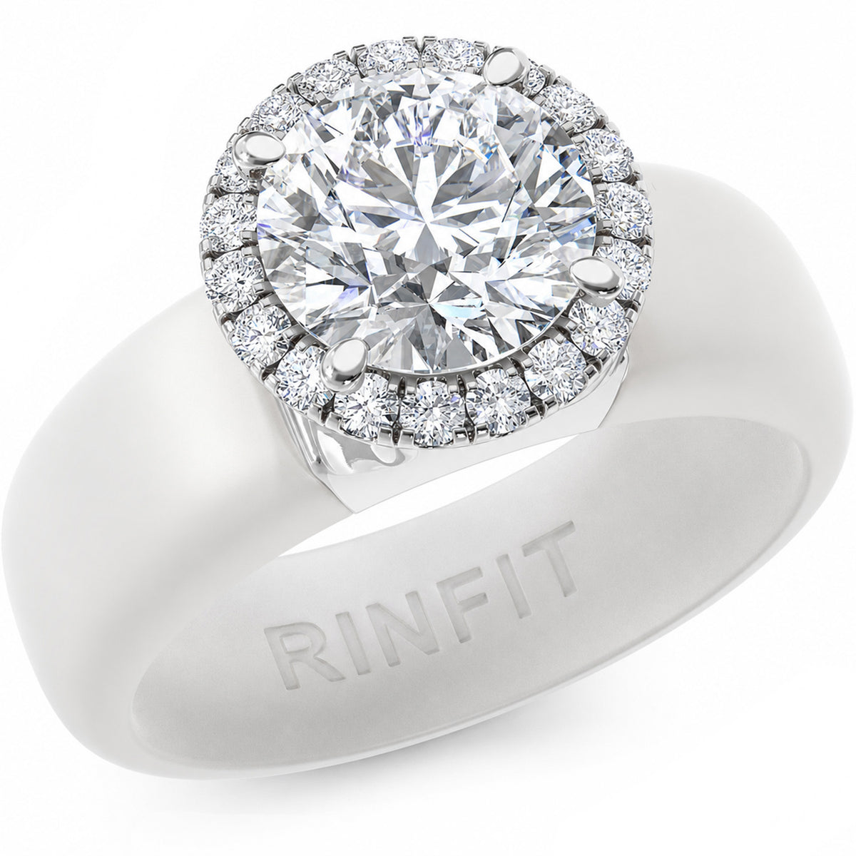 Rinfit Halo Silicone Ring for Women - 7 mm Round Cut CZ | Patented Design