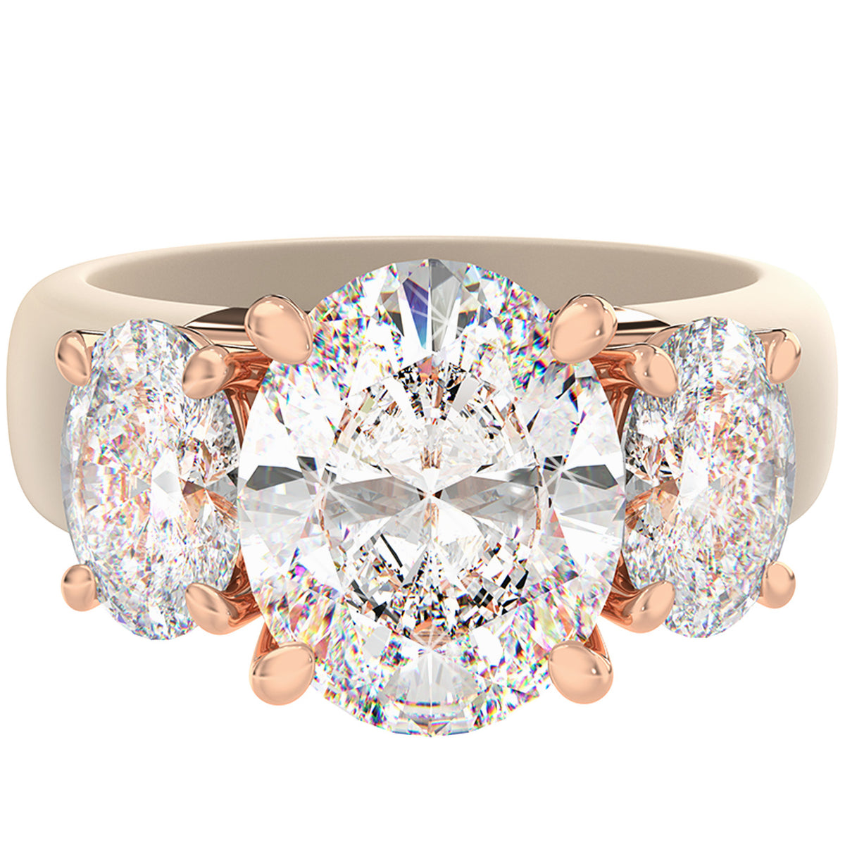 Rinfit Silicone Ring with Three Oval CZ Stones - Patented