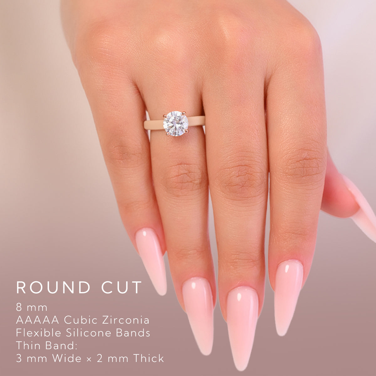 Rinfit Thin Silicone Ring with Round cut CZ | Patented Design