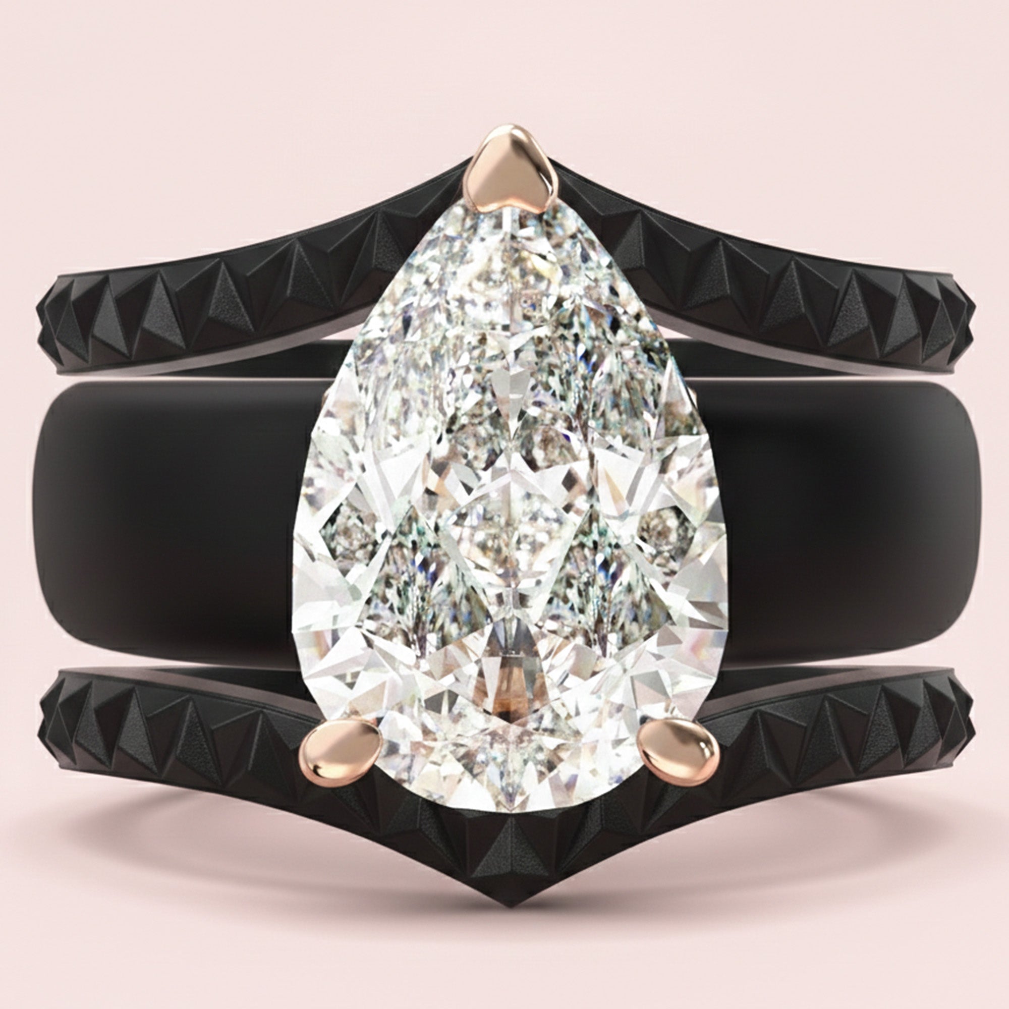 Women's Silicone Rings Stackable Set - 8×12 mm Pear Cut CZ  Set| Patent-Pending Design - GlowStone Collection