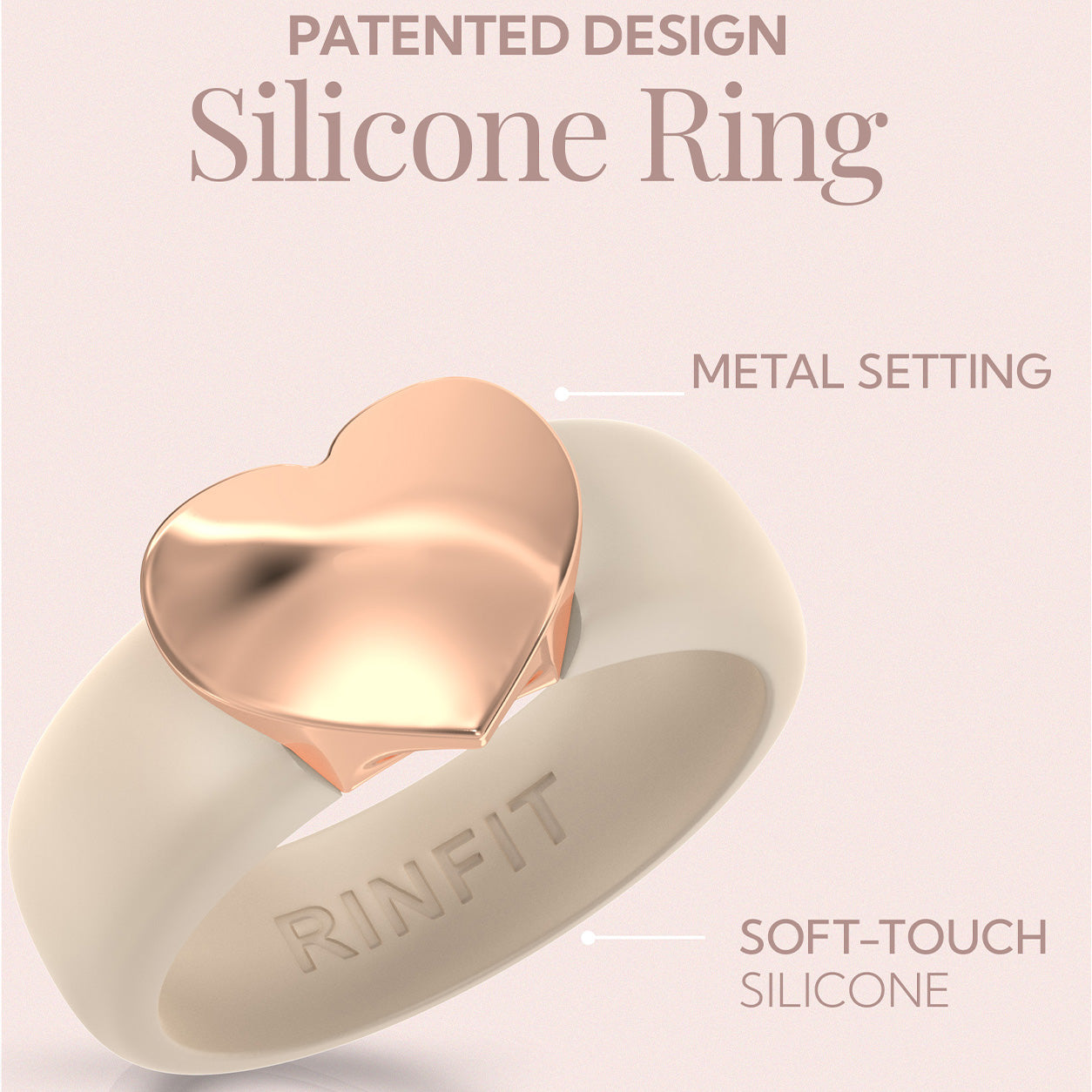 Heart Collection - Women's Silicone Rings with Metal - Patent Design