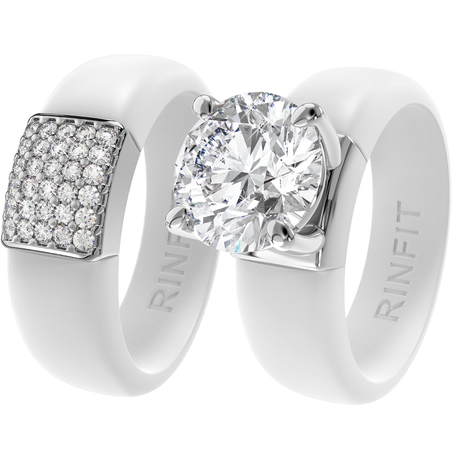 Set Silicone Ring – 7mm Round Solitaire CZ | Patented Design - GlowStone Collection