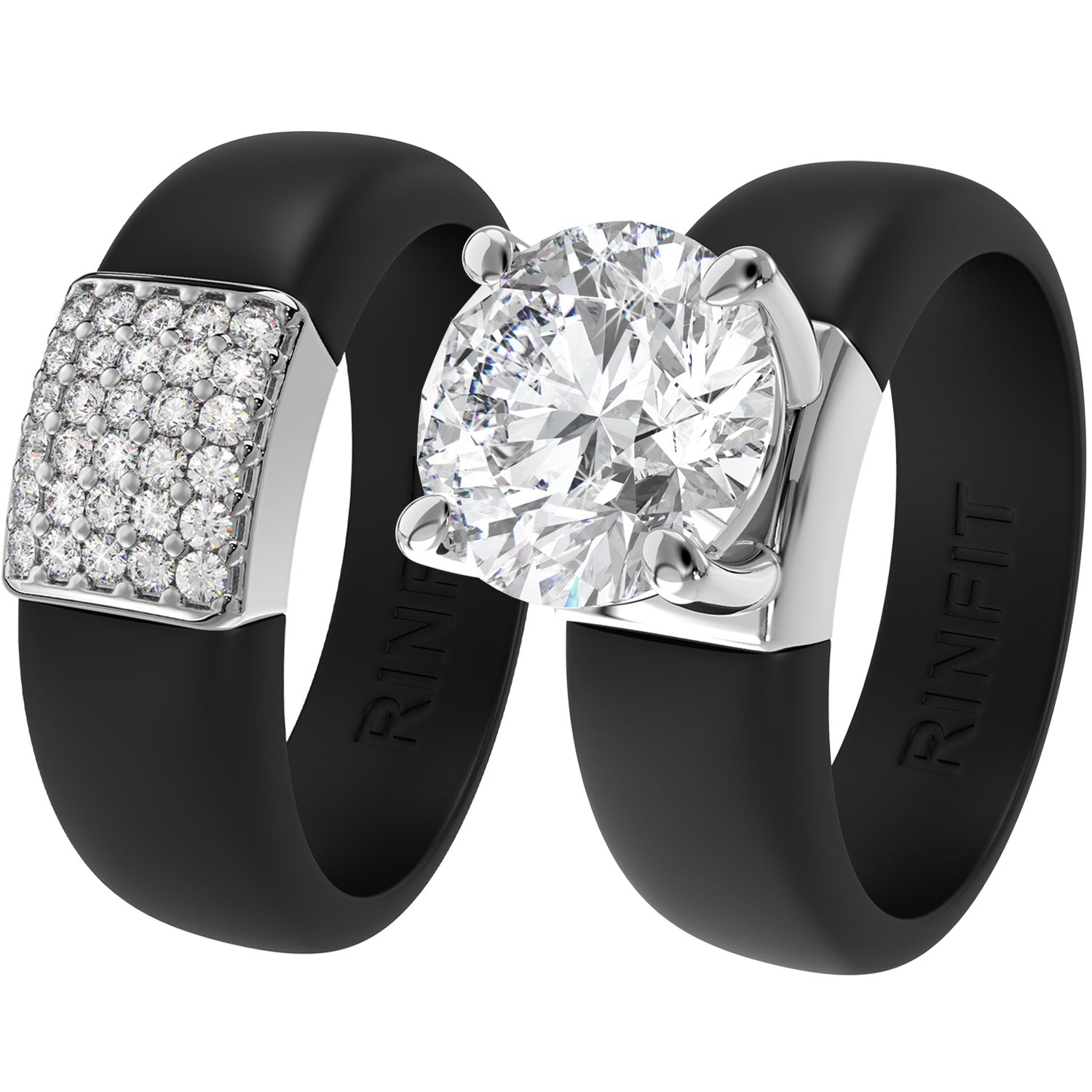 Set Silicone Ring – 7mm Round Solitaire CZ | Patented Design - GlowStone Collection