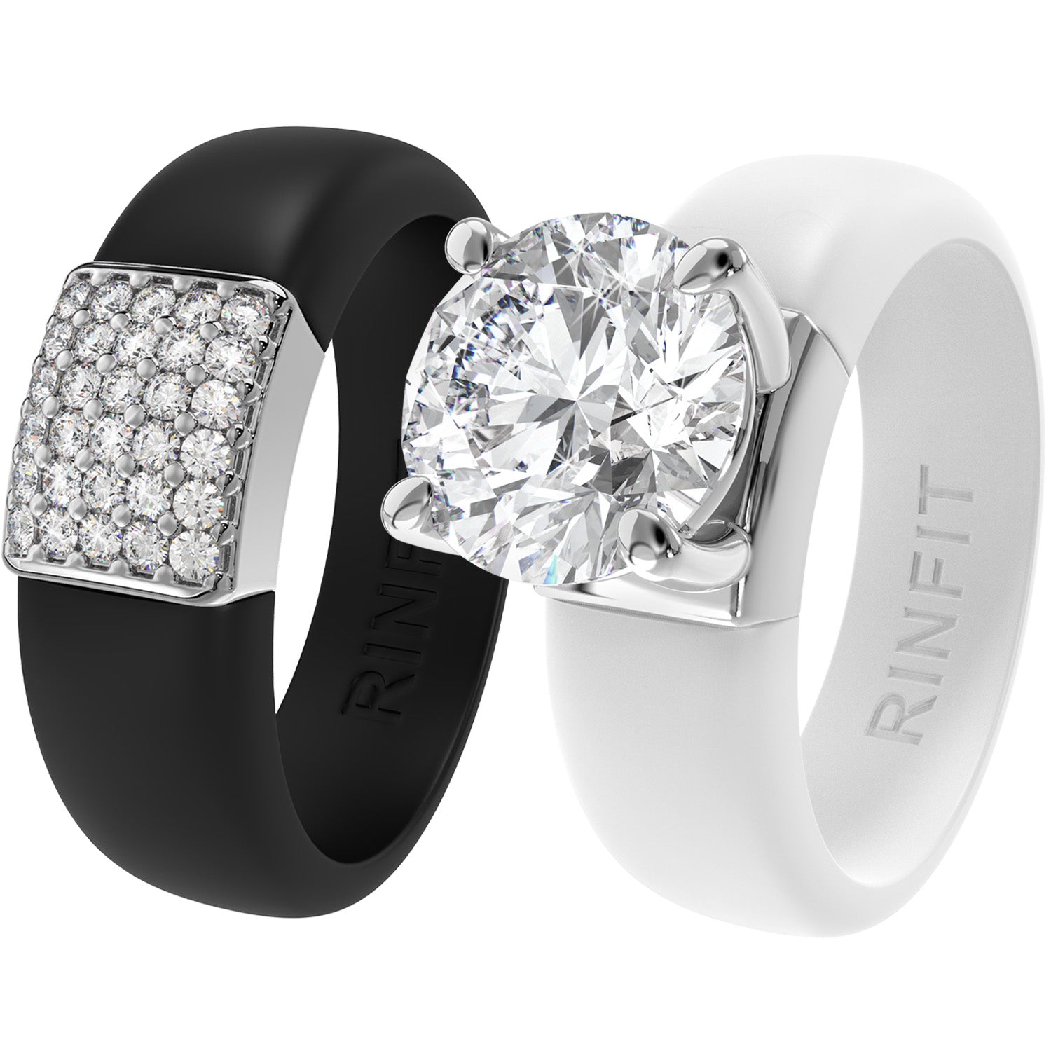 Set Silicone Ring – 7mm Round Solitaire CZ | Patented Design - GlowStone Collection
