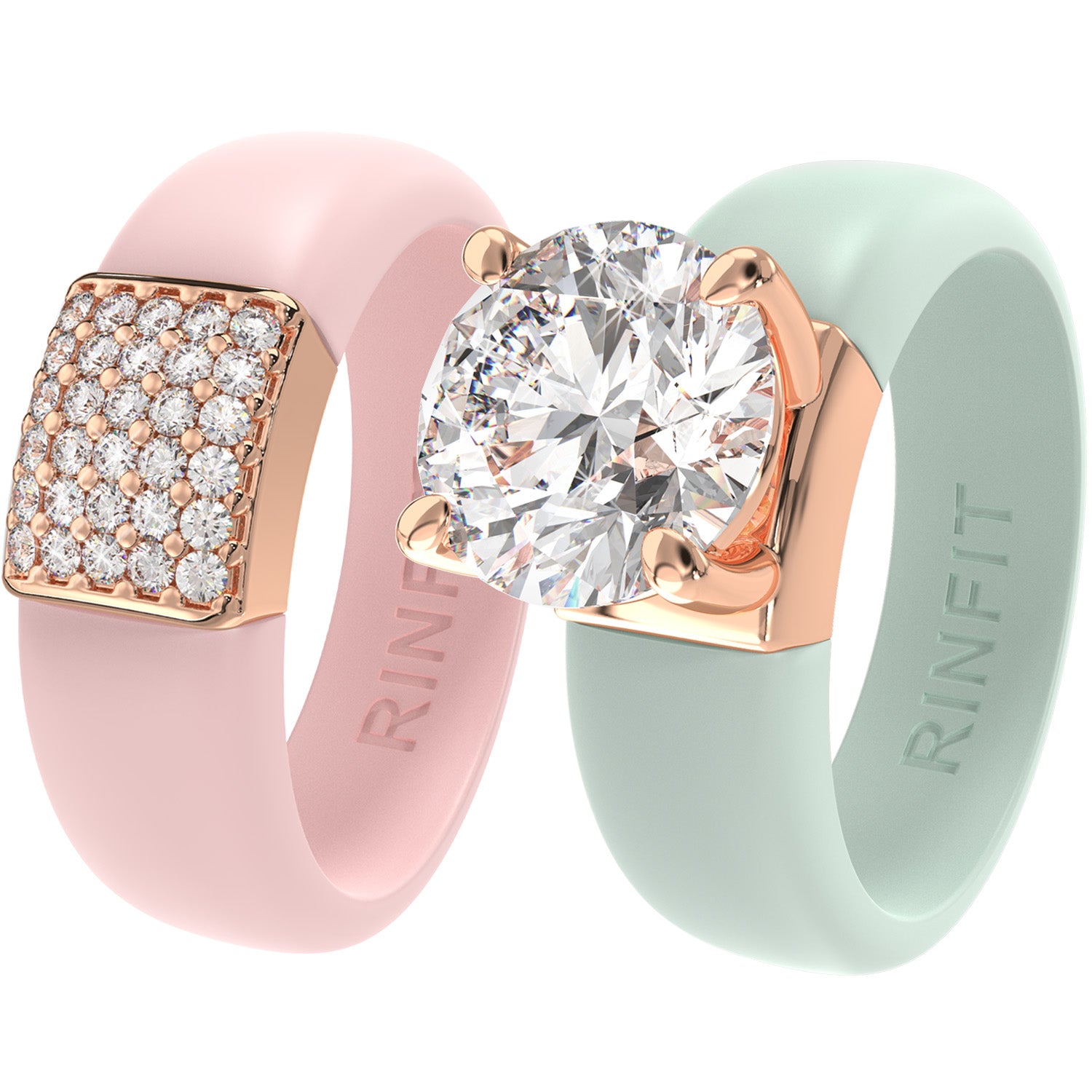 Set Silicone Ring – 7mm Round Solitaire CZ | Patented Design - GlowStone Collection