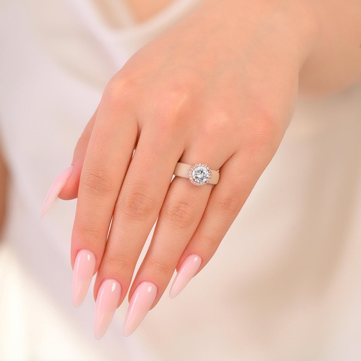 Rinfit Halo Silicone Ring for Women - 7 mm Round Cut CZ | Patented Design